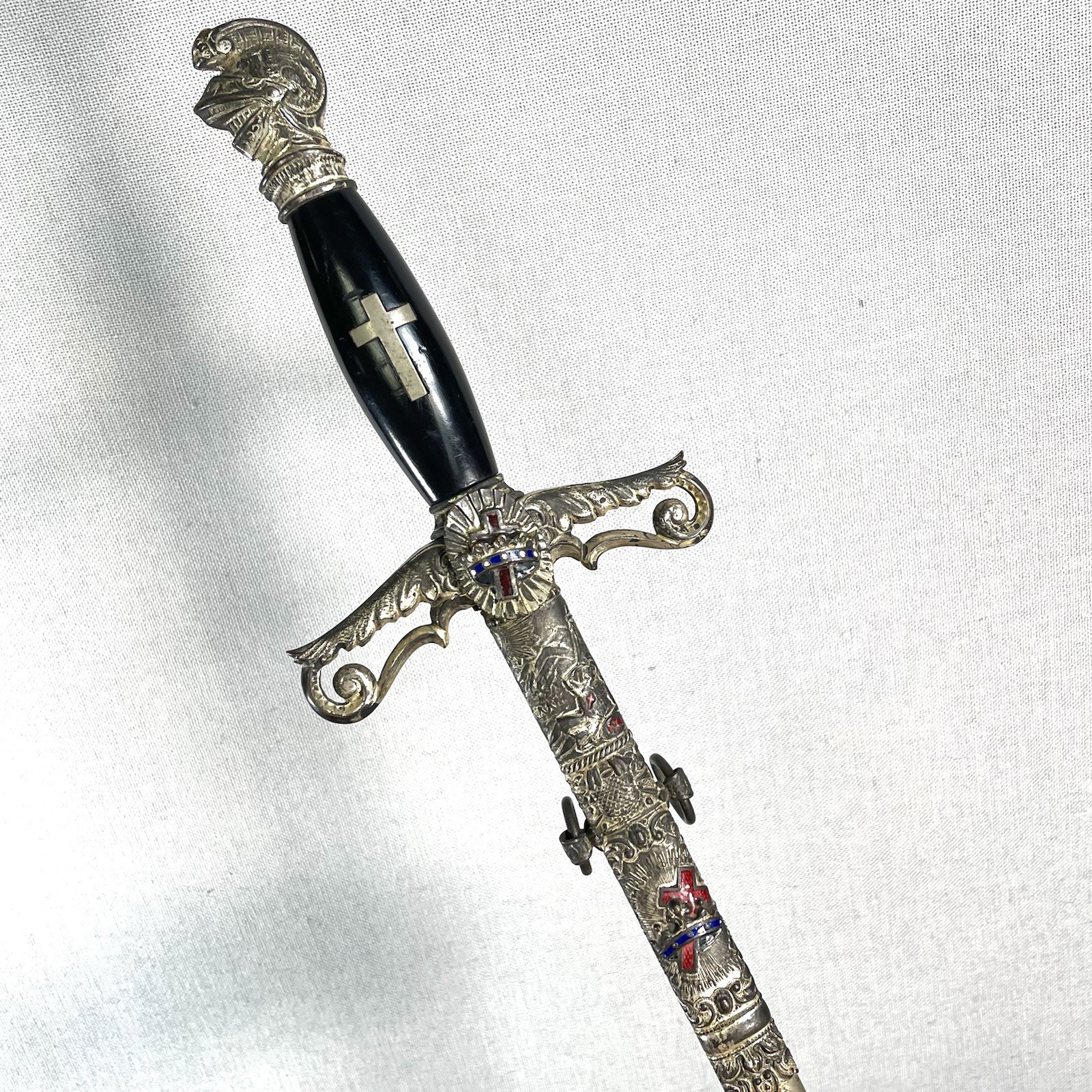 Antique Henderson-Ames Masonic Knights Templar Ceremonial Etched Blade Sword 