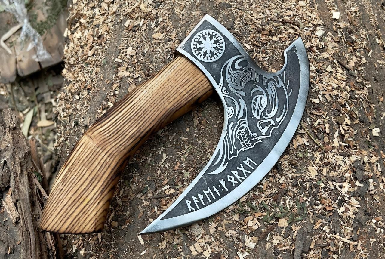 Awesome Handmade pizza cutter axe  with leather sheath, Best Gift For Him Her