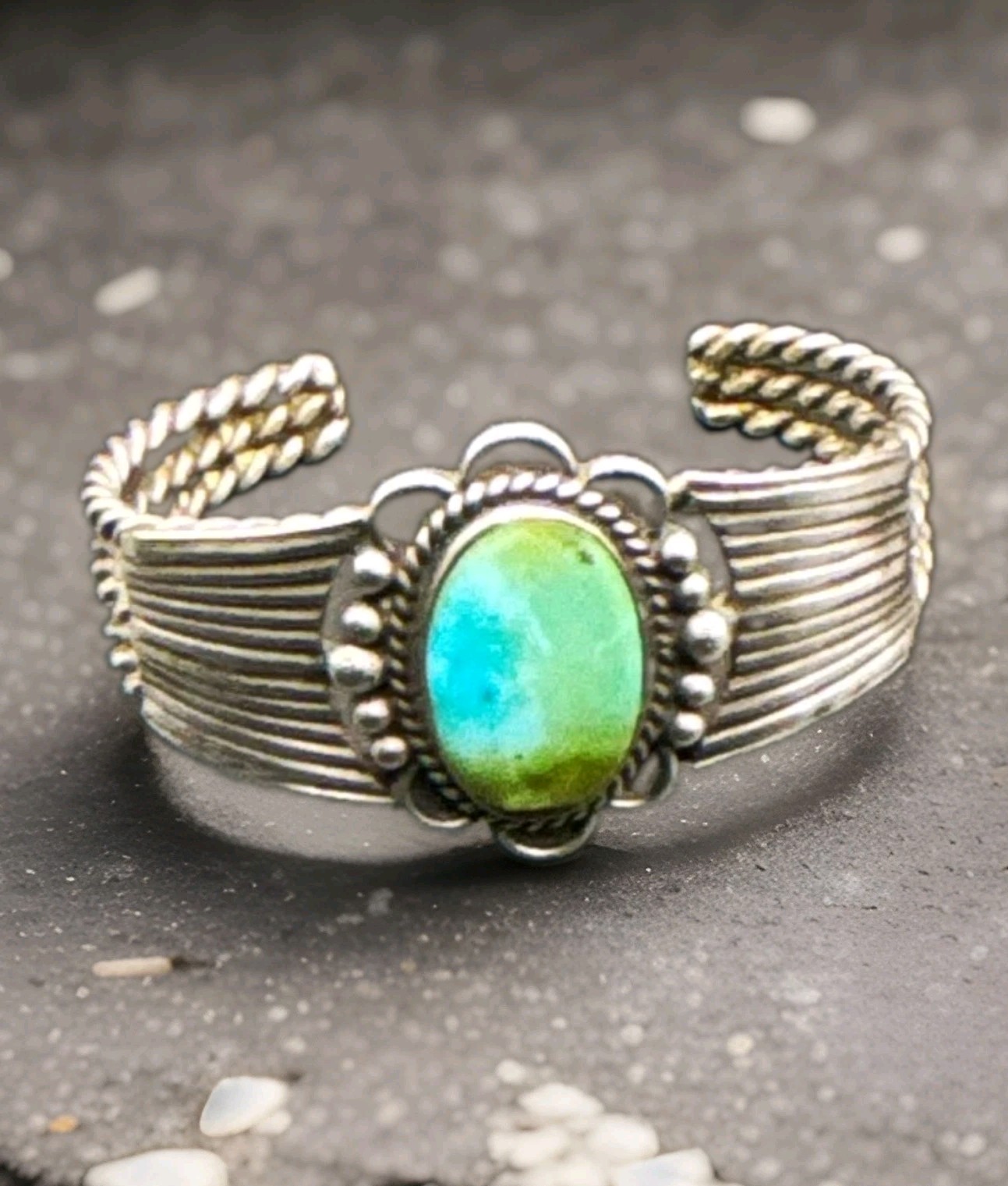 Navajo Silver Bracelet Antique Native American Turquoise Old Pawn Cuff 1920