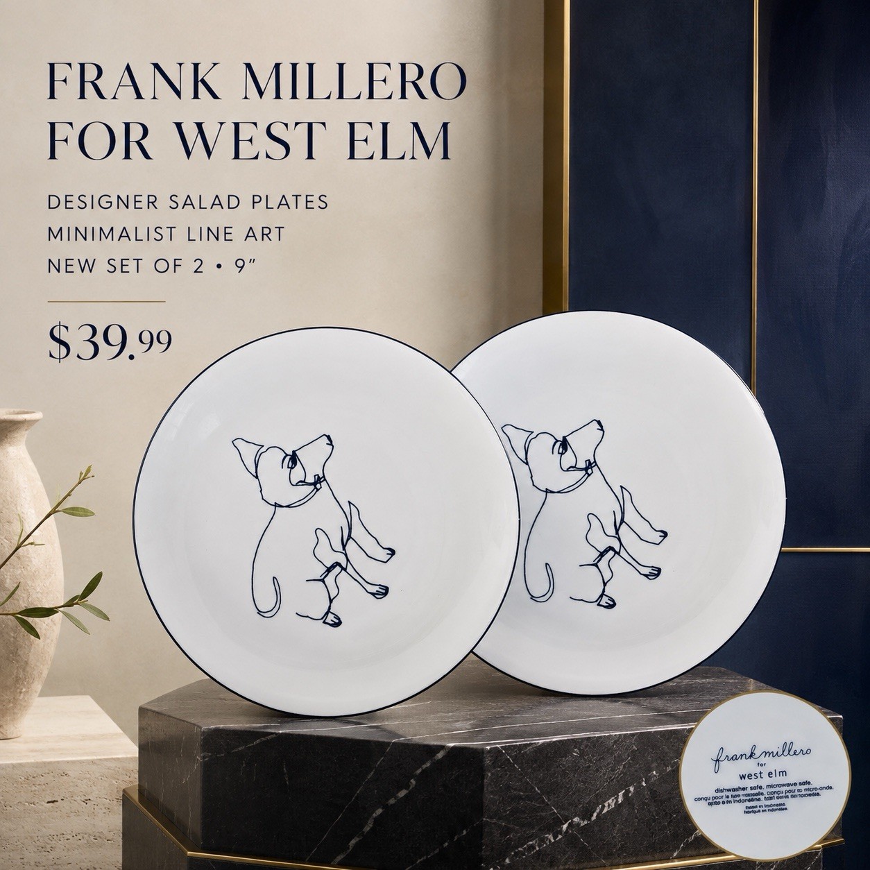 Frank Millero West Elm Plates Dog Bike Sketches Abstract Set Of 2 Frank Millero West Elm Plates Dog Bike Sketches Abstract Set Of 2