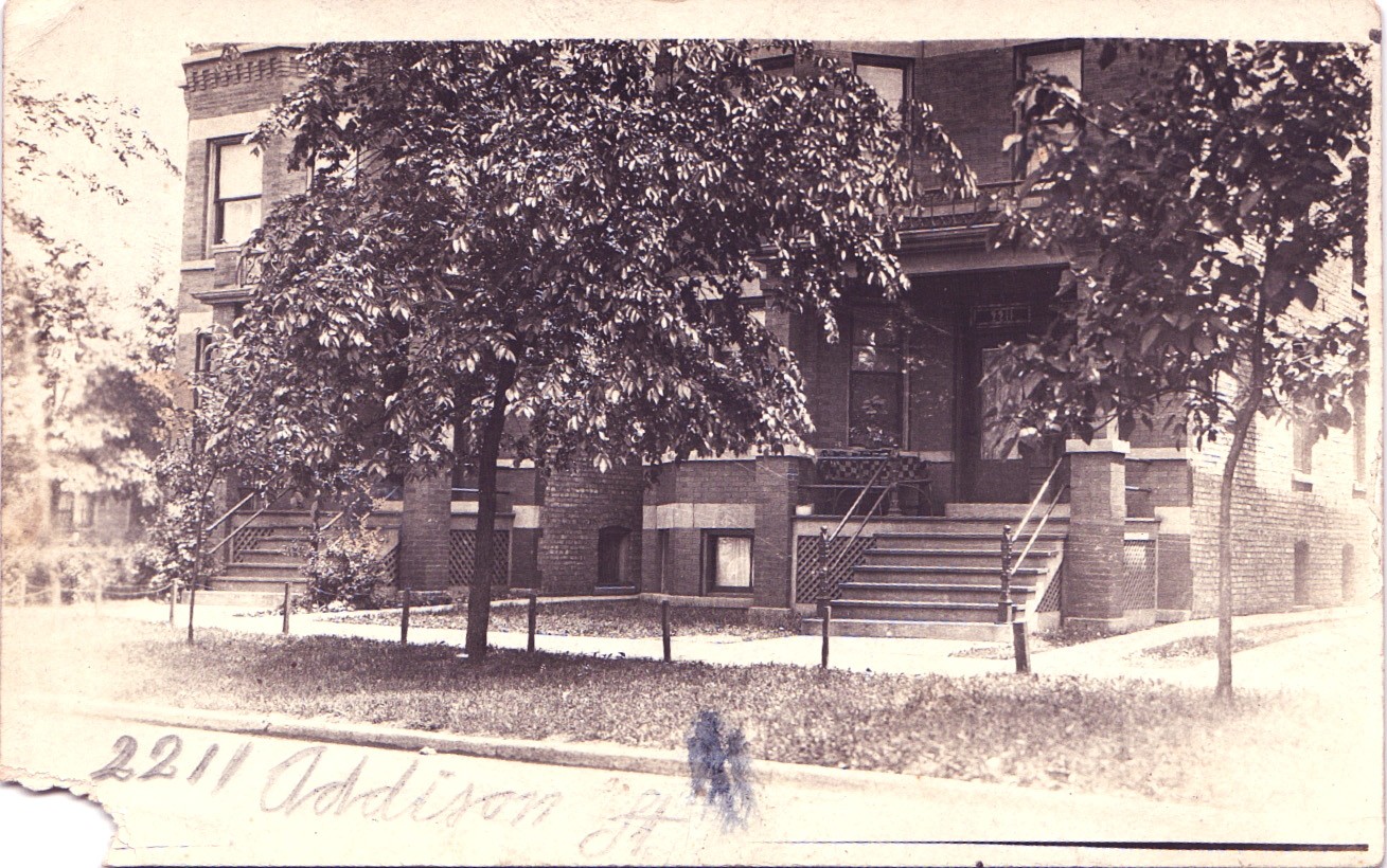 2211 ADDISON STREET chicago il real photo postcard rppc illinois street sidewalk