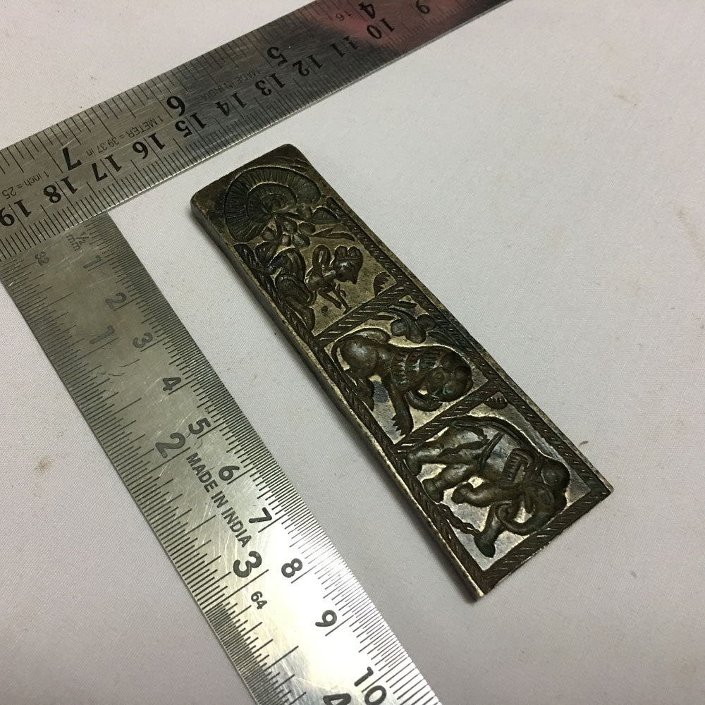 Antique or old bell metal jewellery stamp die seal animals & human patterns
