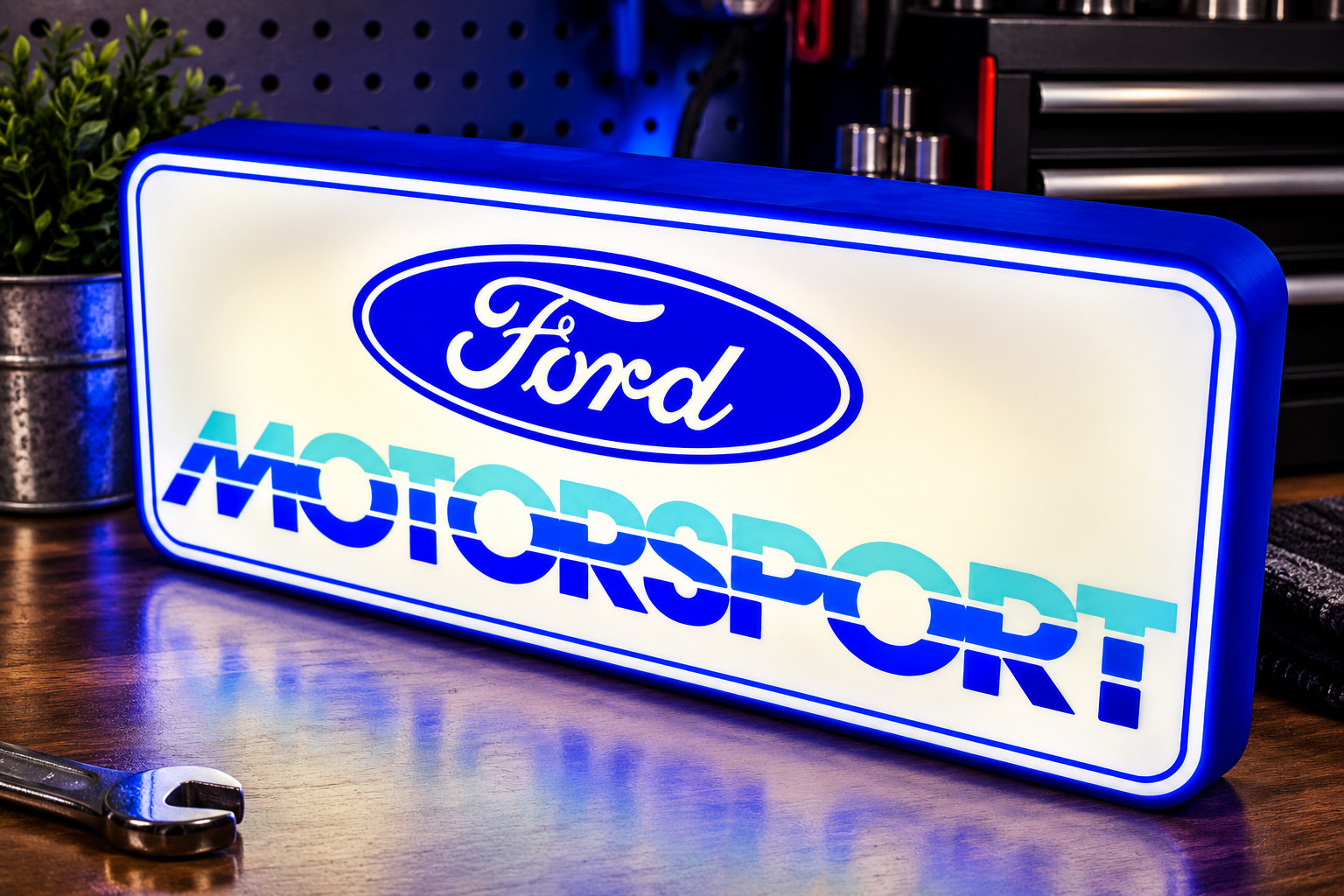 Retro Ford Motorsport 9-inch Light Box LED Sign 3D Printed Wall Decor Man Cave