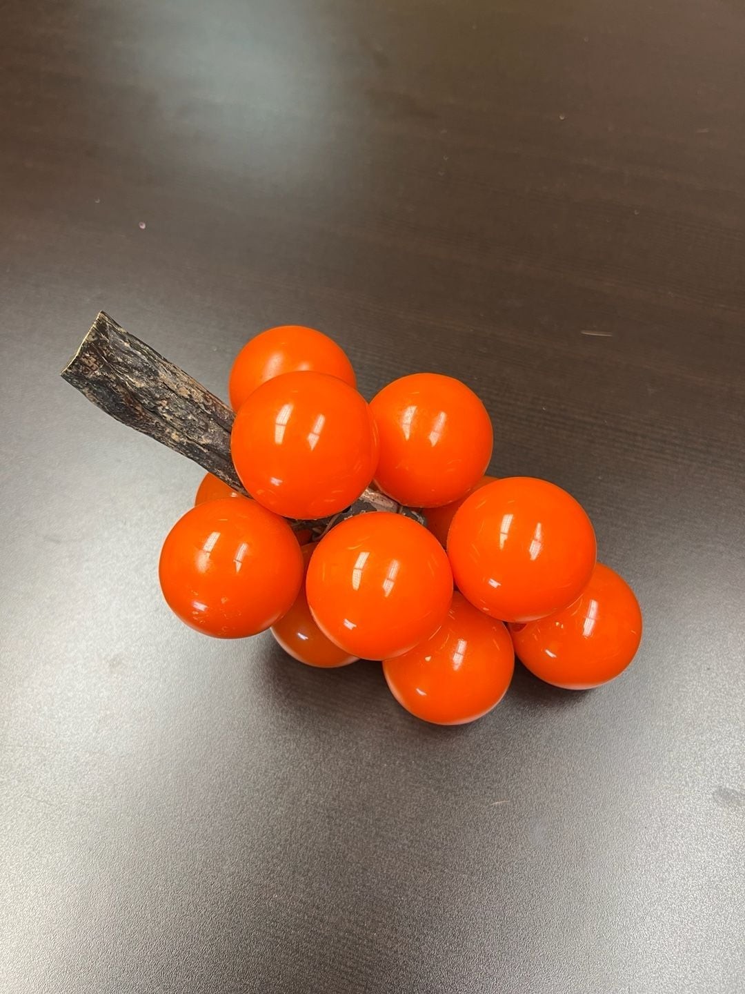 Mid Century Modern Opaque Orange Lucite Grapes. Rare color,