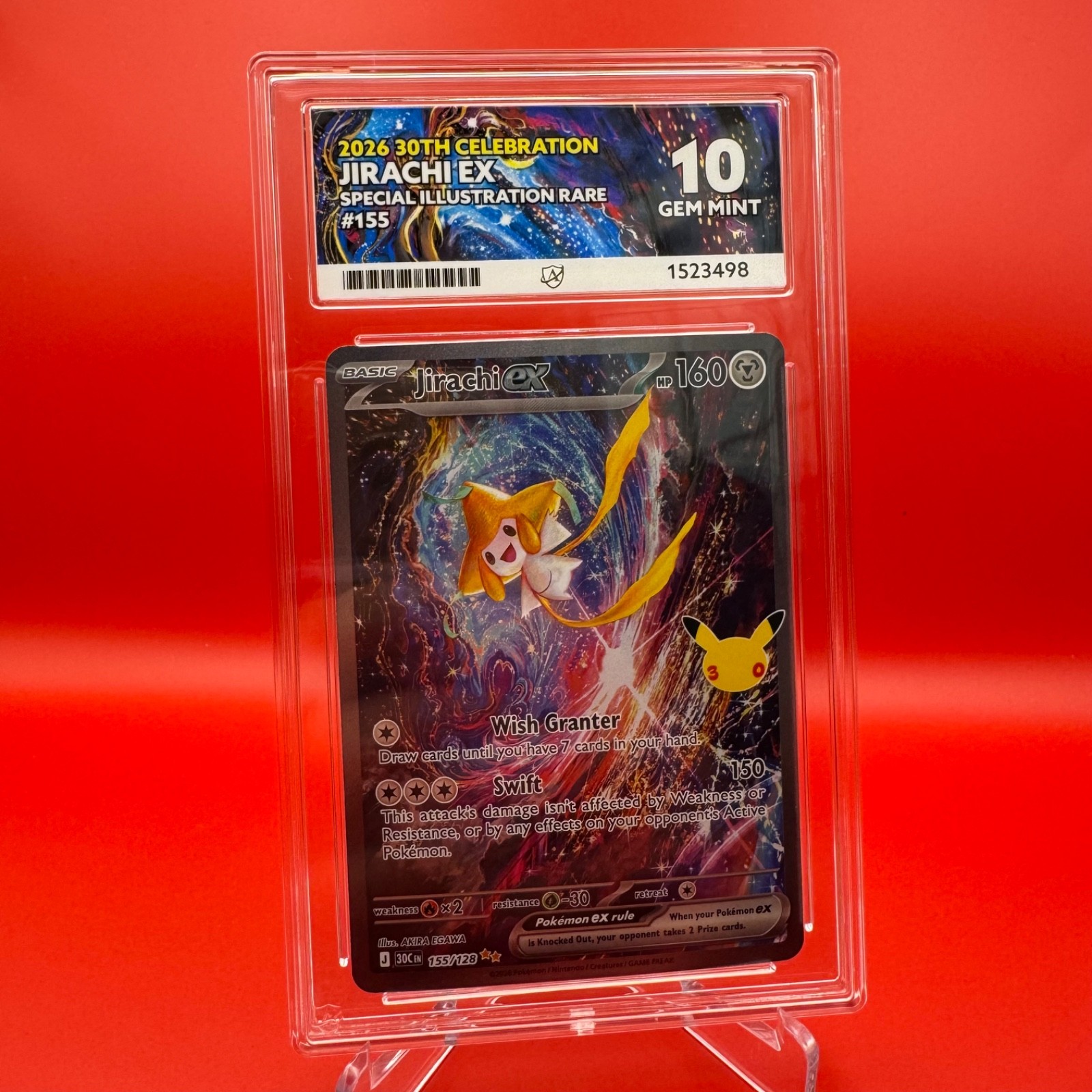 2026 Jirachi EX 155/128 30th Celebrations SIR Pokemon - ACE Gem Mint 10 Perf 10s