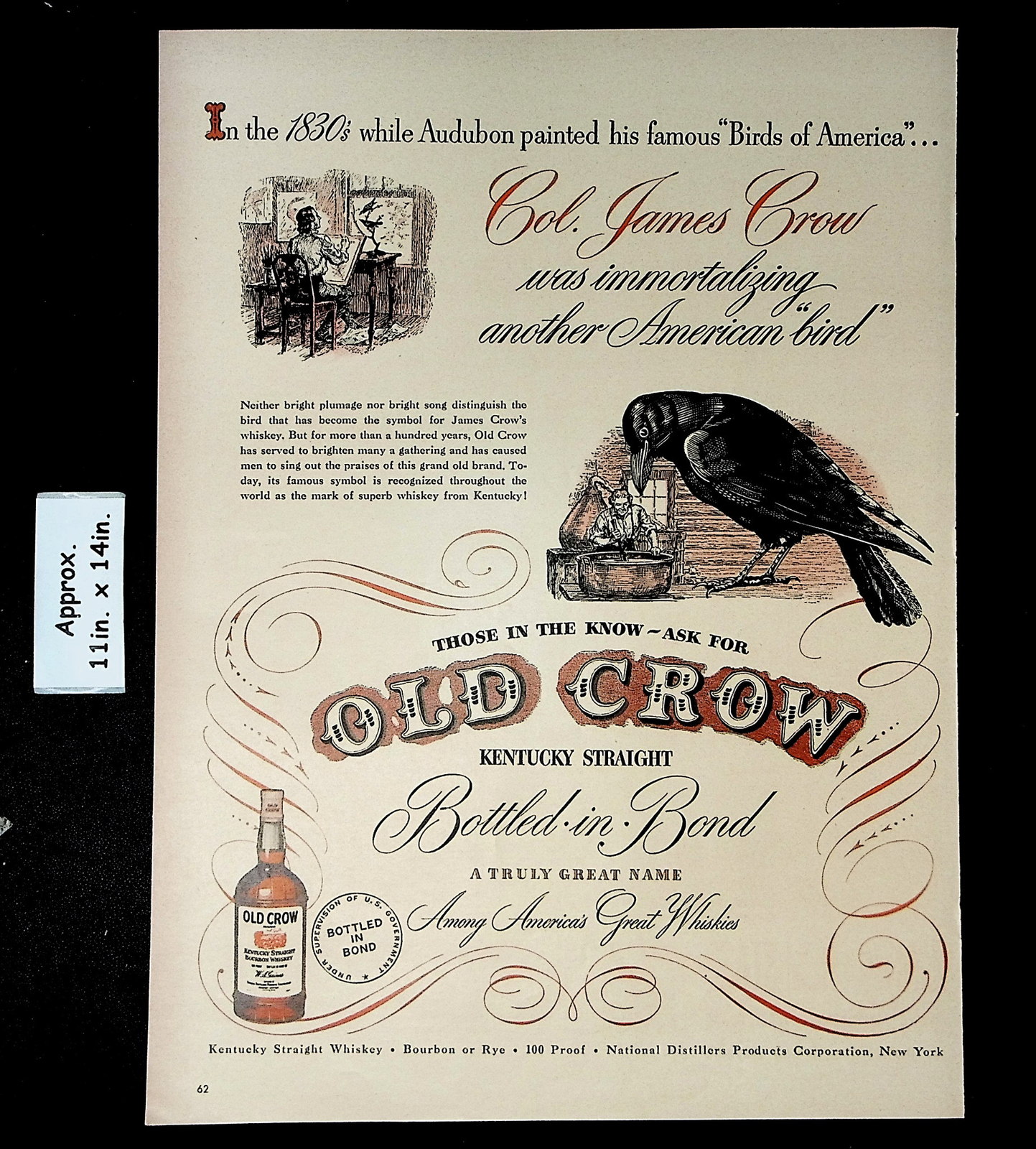 1948 OLD CROW Col. James Crow immortalizing an American \