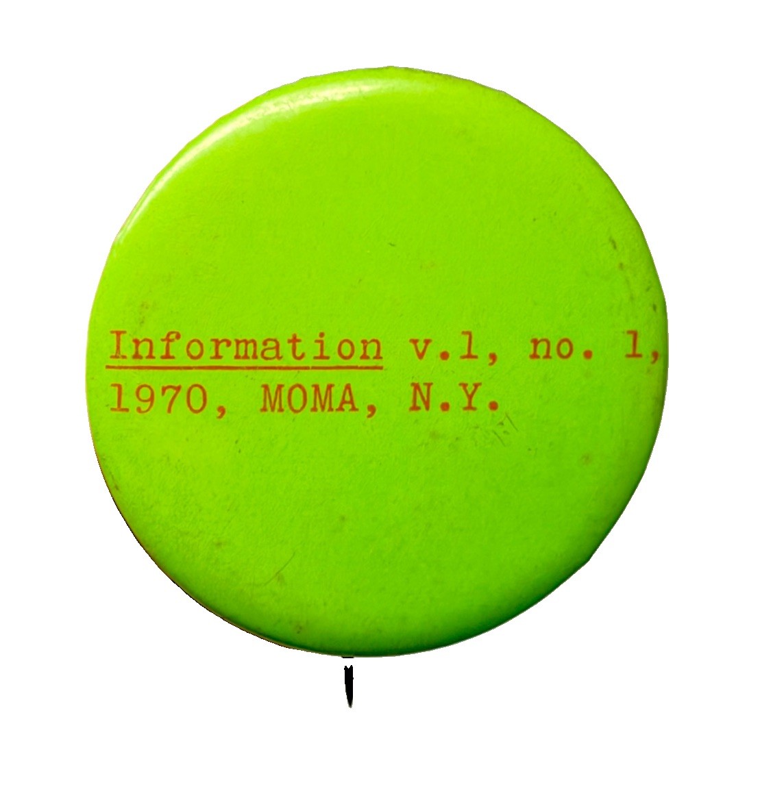 Vintage MoMA Information Exhibition Pinback Button 1970 Museum of Modern Art Pin