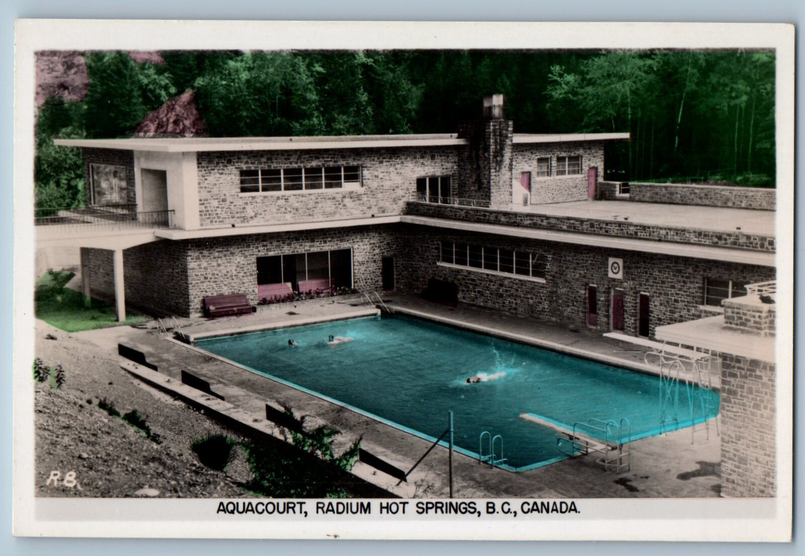 British Columbia Canada Postcard Aquacourt Radium Hot Springs c1930's RPPC Photo