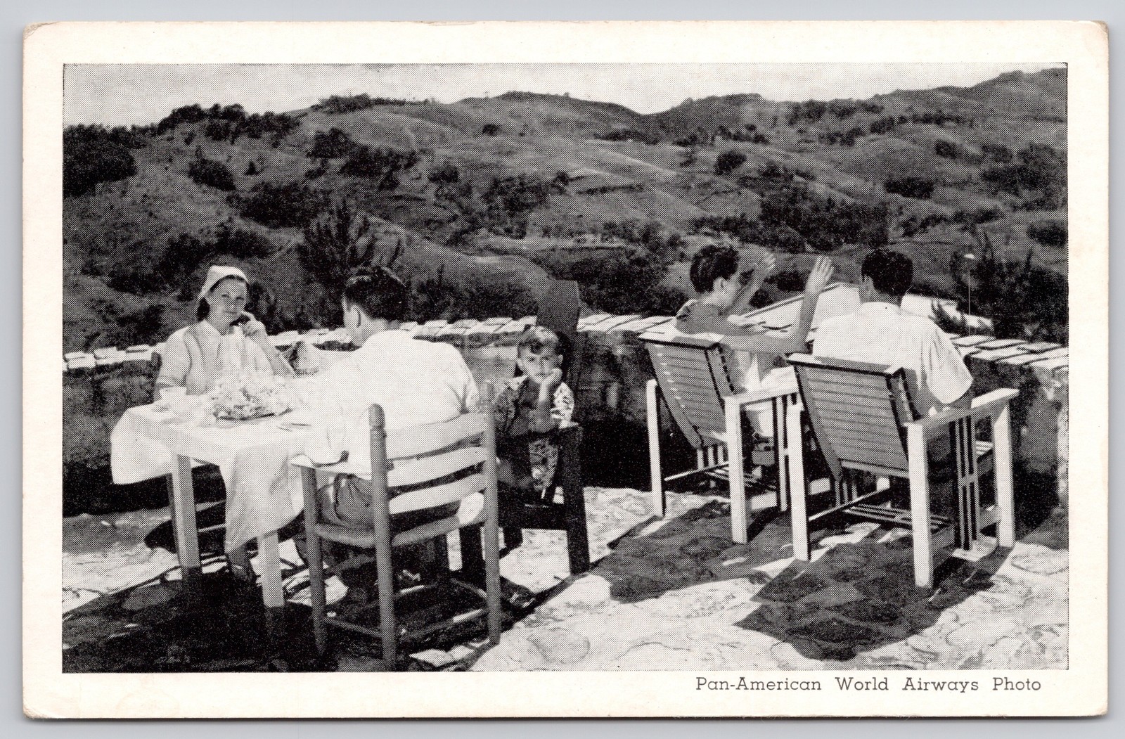 Kenscoff Haiti Chatelet des Fleurs Terrace Dining Postcard c1950s