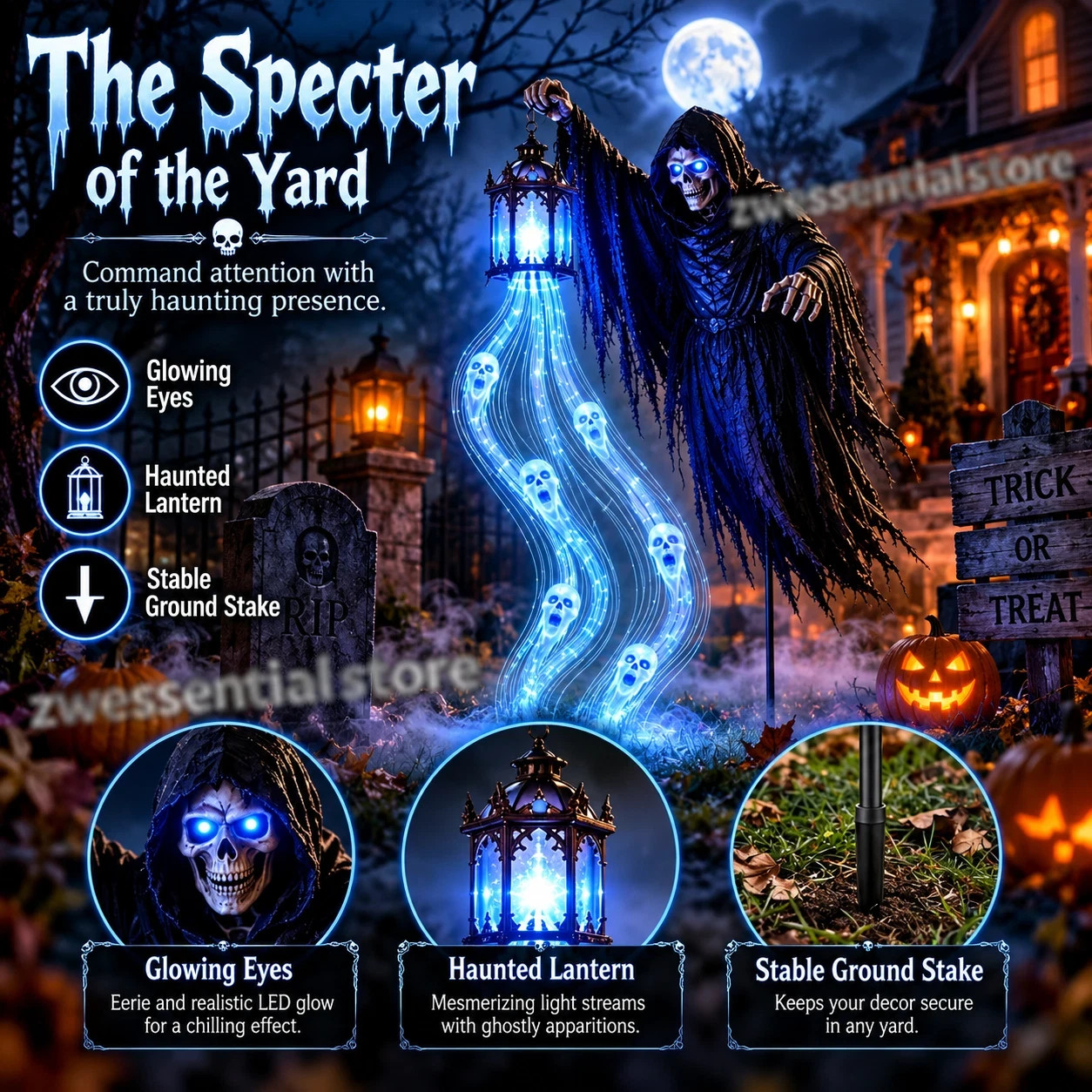 Halloween Soul Harvester Animated Garden Stake Light