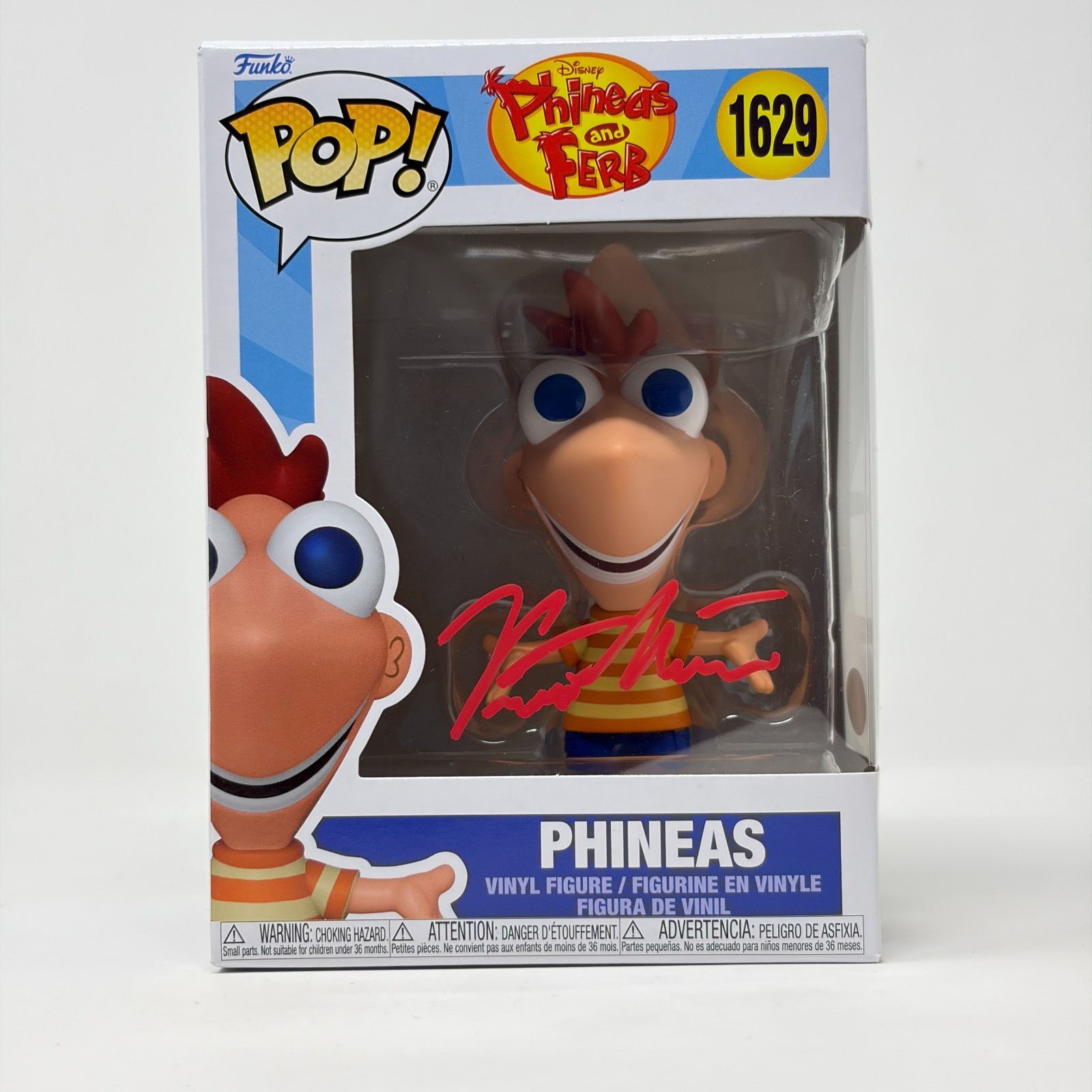 Vincent Martella Phineas and Ferb #1629 PHINEAS Signed Funko Pop JSA Cert Auto