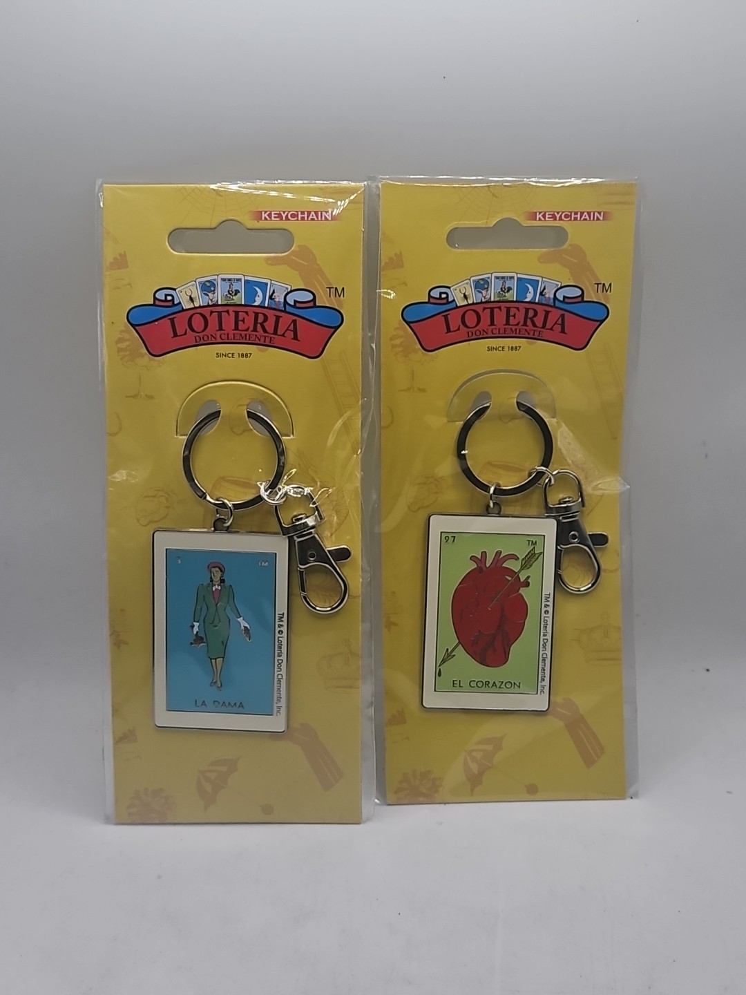 La Loteria La Dama & El Corazon Metal Keychains