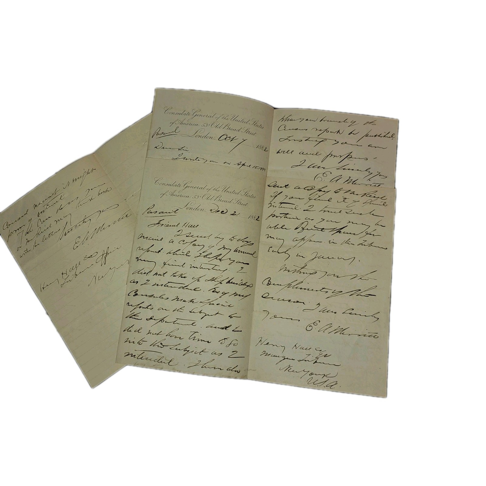1882–1892 Archive: U.S. Consul General Edwin A. Merritt 3 Letters to NY Tribune