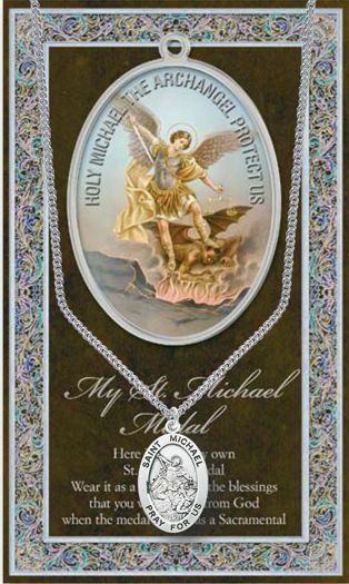 St. Michael Pewter Necklace with Prayer Pamphlet