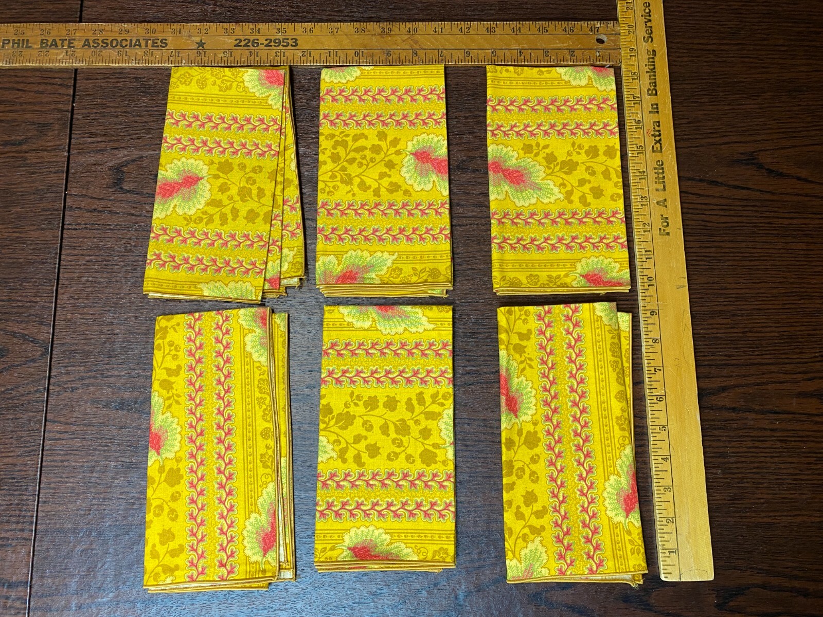 6 Vintage Gold Napkins Red Leaf Ampersand Pro Unused NEW 60\'s? 70\'s?