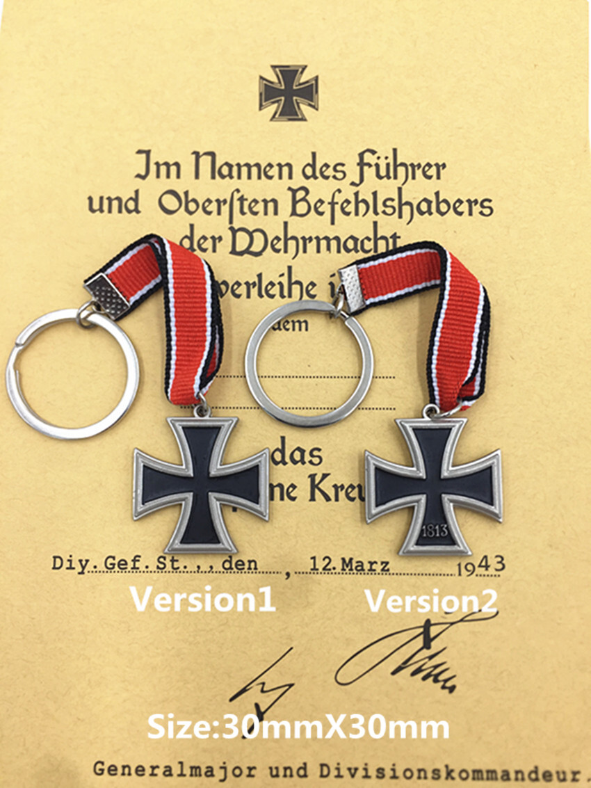 Mini German Iron Cross Medal Key Chain 1813 1939 Iron Cross Badge 30*30mm