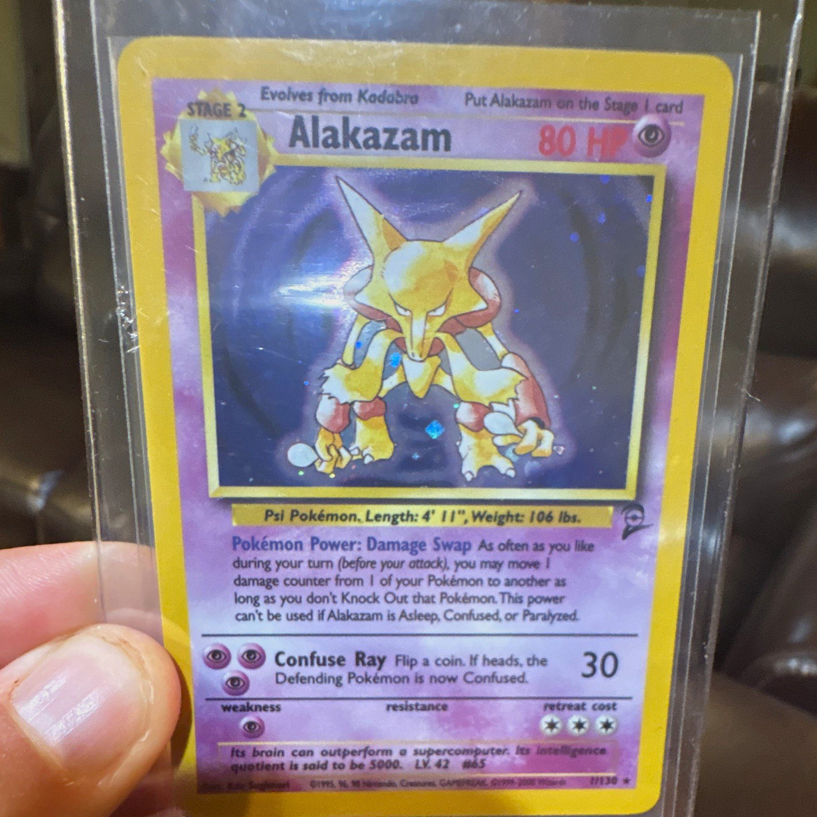 1999 Pokémon Base Set Alakazam 1/102 Holo Rare Wizards of the Coast English