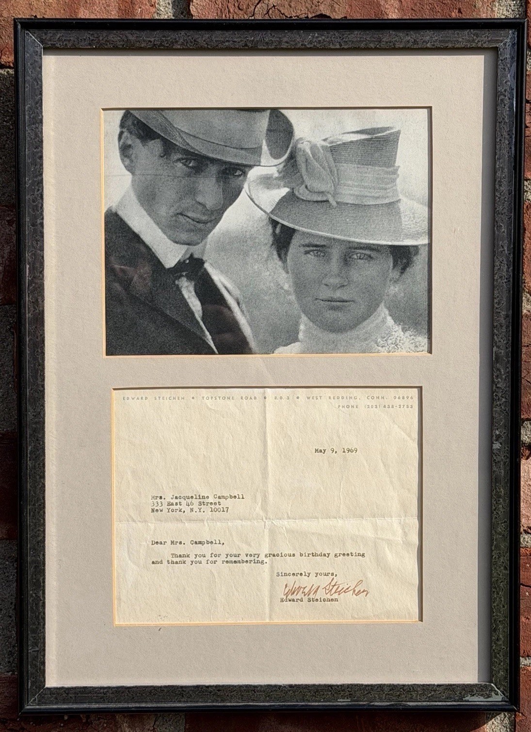 American Photographer Edward Steichen Signed Letter. Self Portrait With Sister
