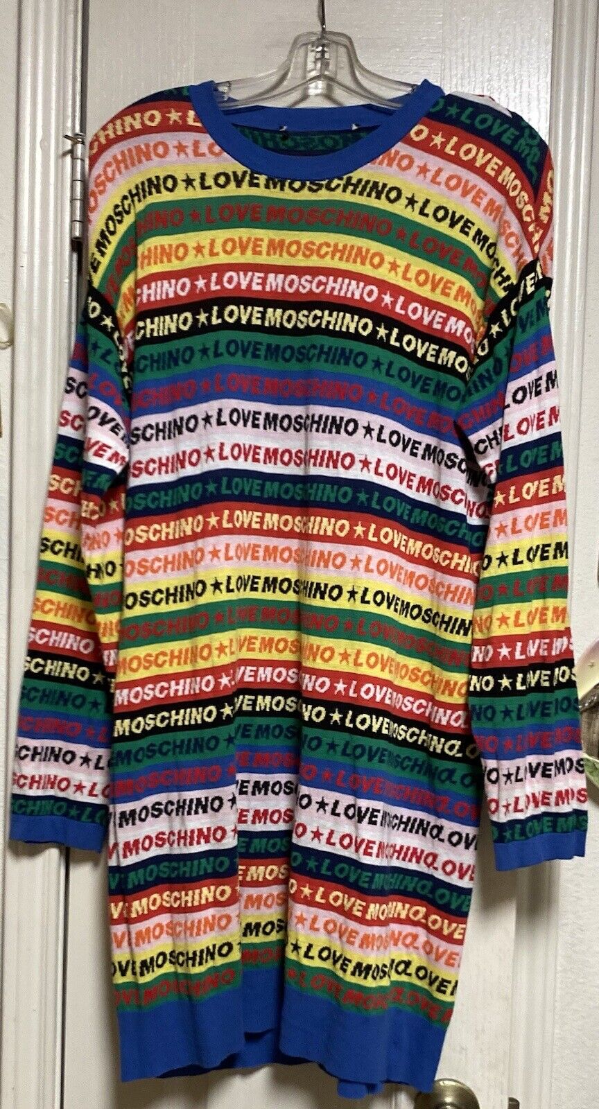 Love Moschino Rainbow Striped Logo Sweater Dress