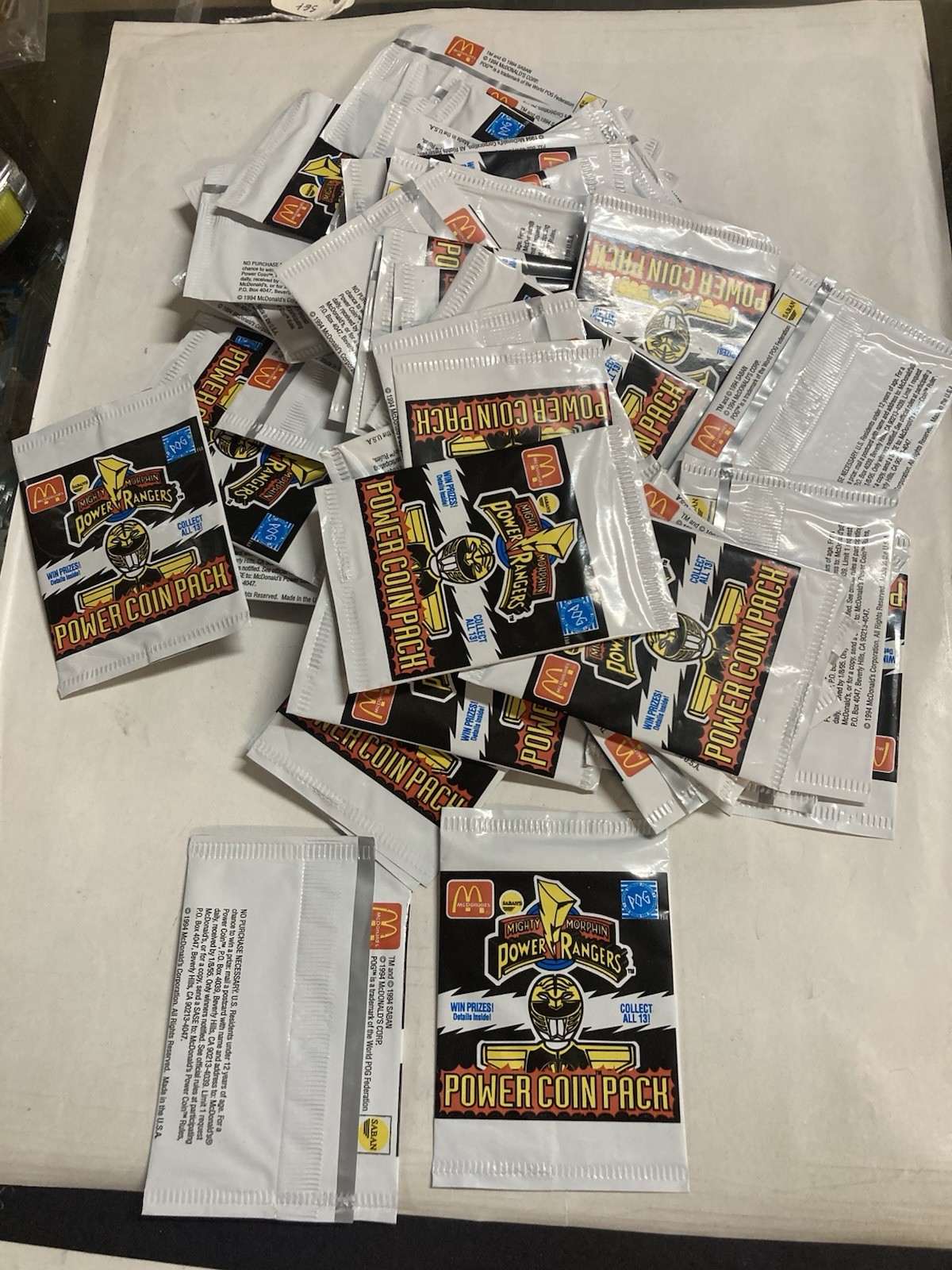 57 Sealed 1994 Mcdonald’s Mighty Morphin Power Rangers Power Coin Packs Unopened