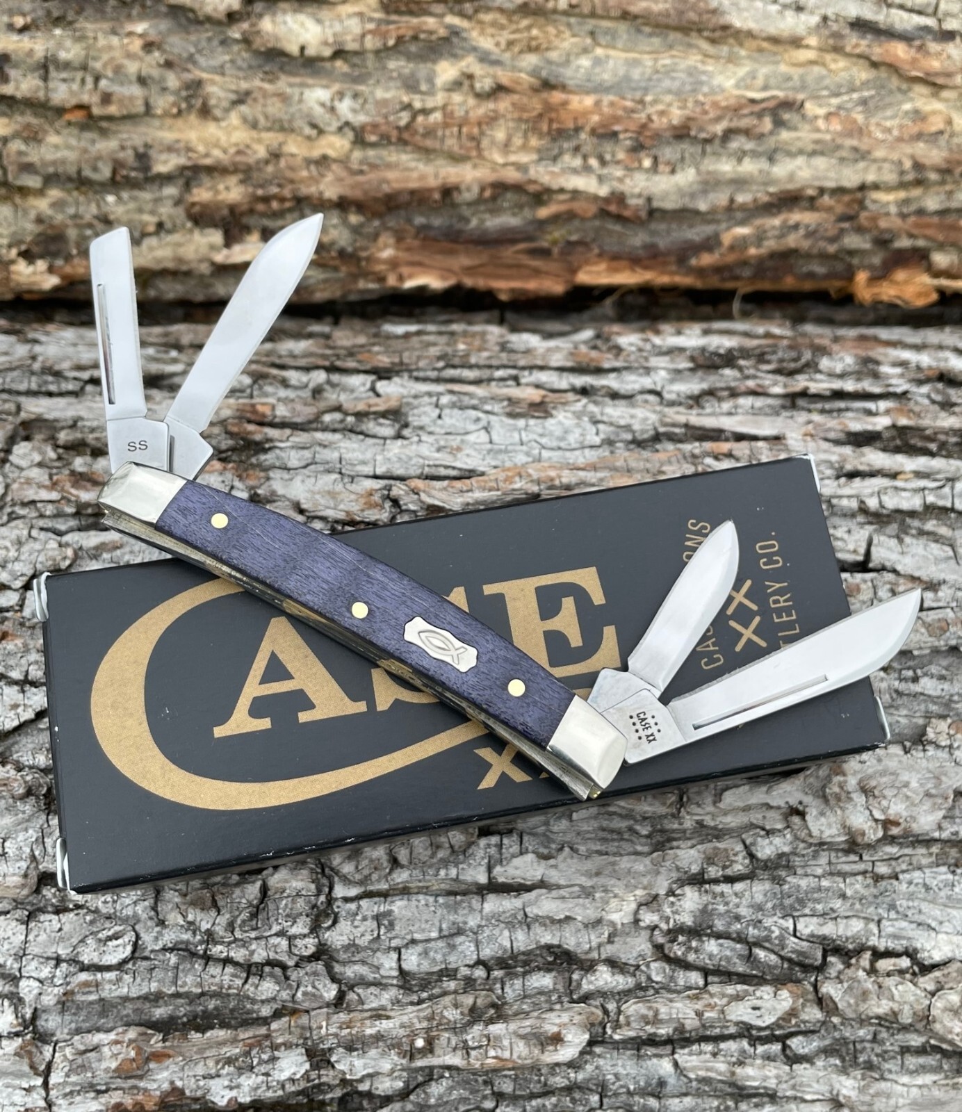 CASE XX *b 2023 PURPLE CURLY MAPLE SMALL 4 BLADE CONGRESS KNIFE KNIVES