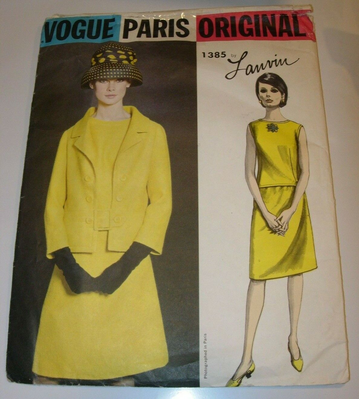 WOMENS VINTAGE UNCUT VOGUE PARIS ORIGINAL SUIT SKIRT LANVIN 1960\'S SIZE 14 34\