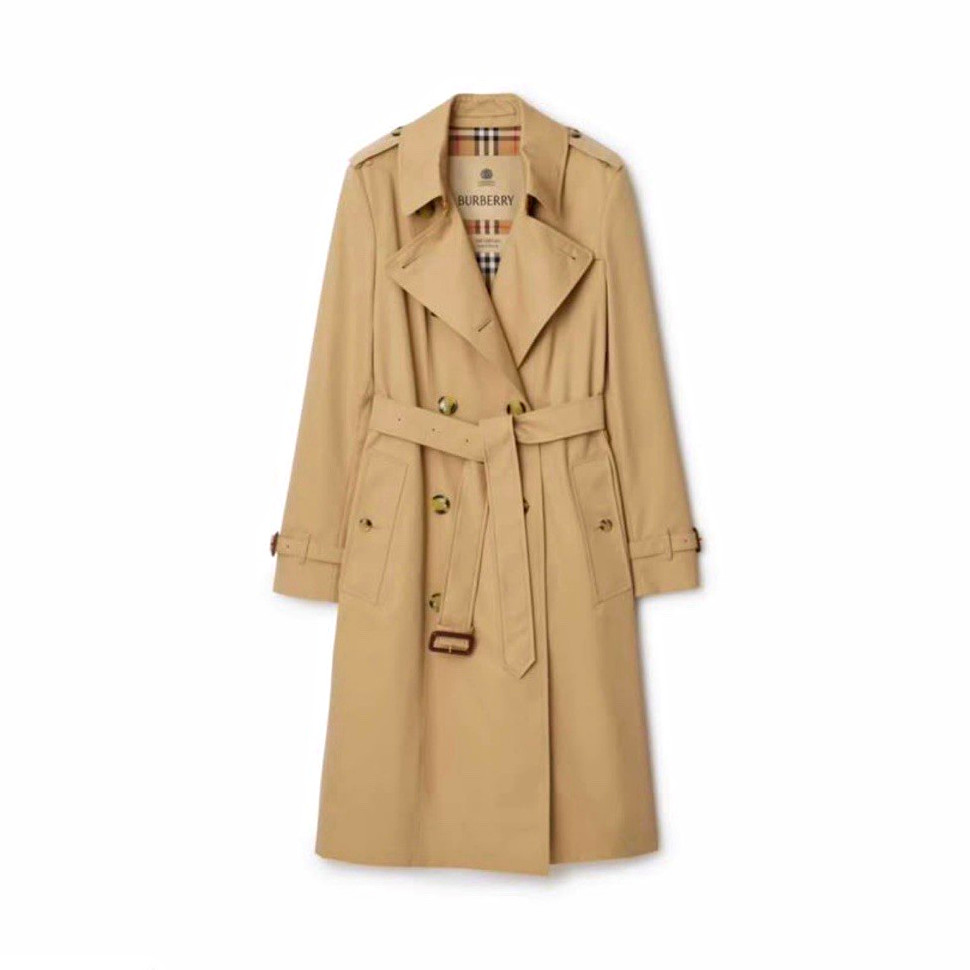Burberry The Chelsea Women’s Trench Coat Size 2 Slim Fit Long Beige Belted