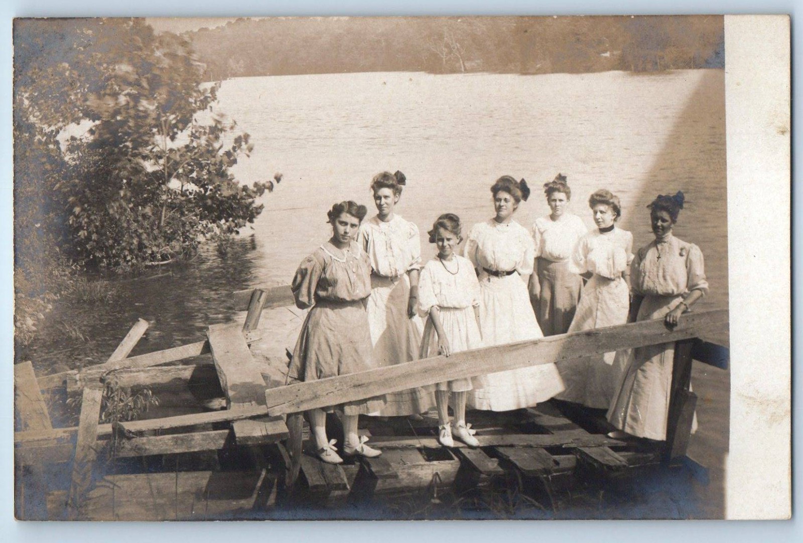 c1910's Group Of Women Lake View Buchanan Michigan MI RPPC Photo Postcard