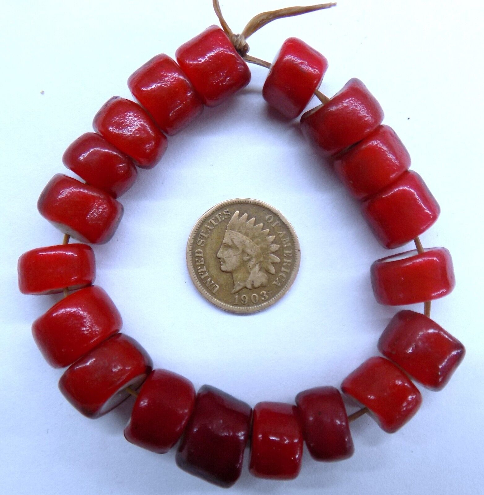19 Original Hudson Bay XXL White Heart Trade Beads African  # 464  Bin W1