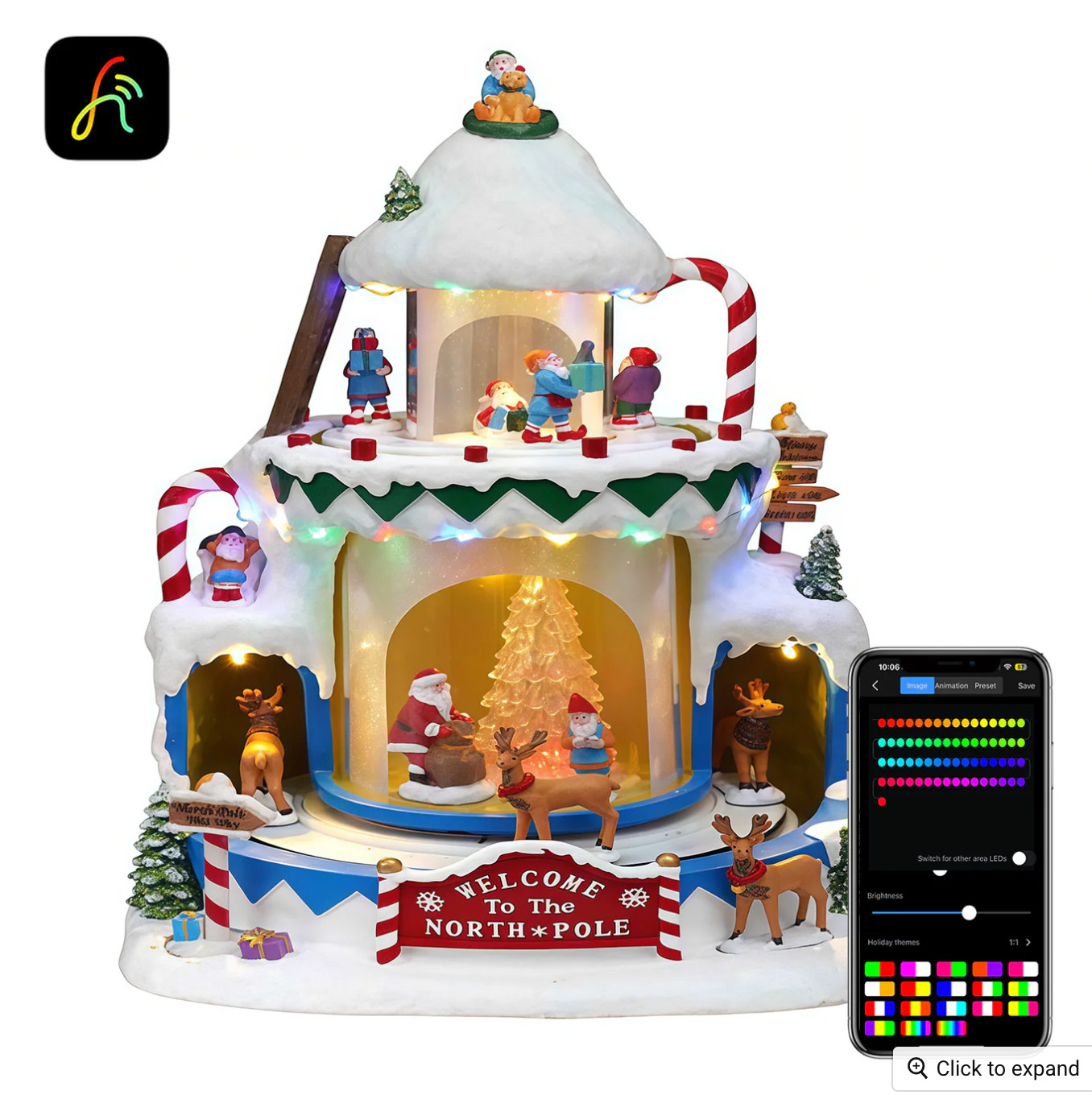 Christmas Village carnival Animated Musical Arctic scene elf double rotation fun