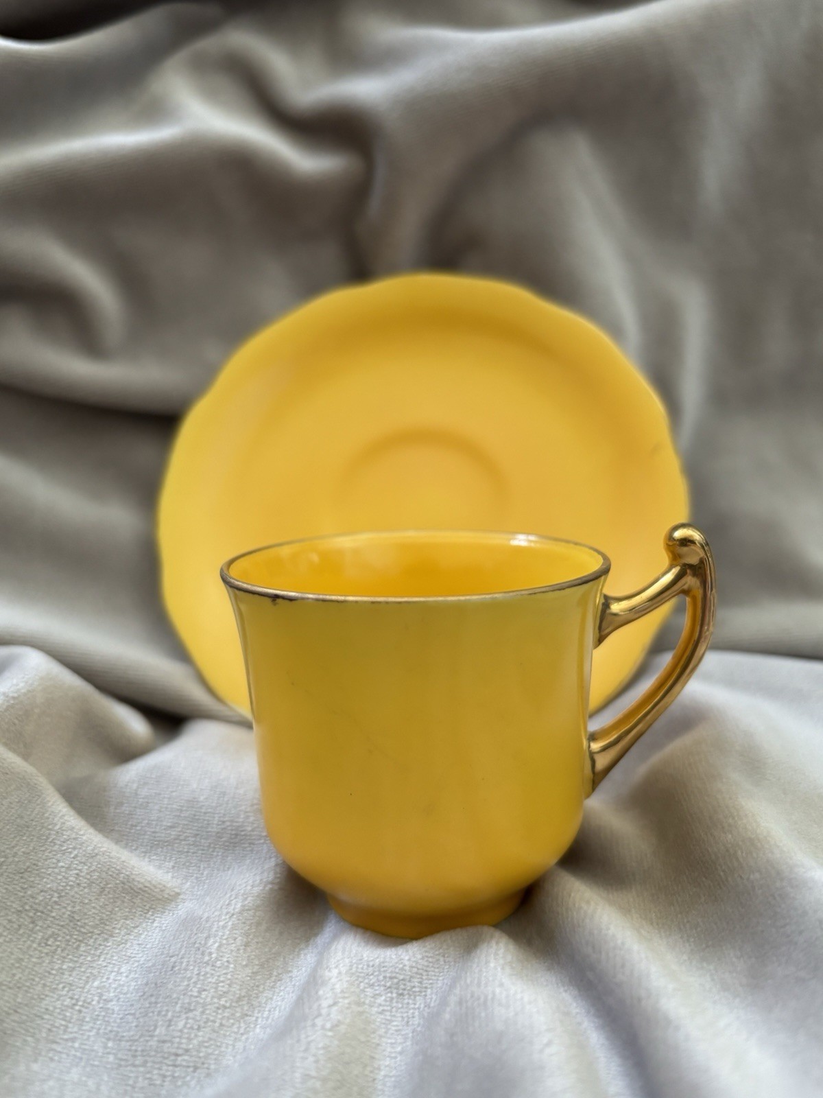 PAIR OF GOLDCASTLE YELLOW TEACUPS--JAPAN--1940s