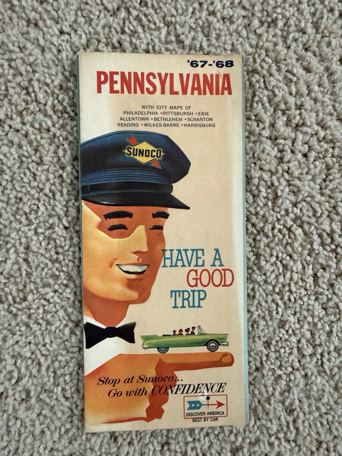 Vintage 1967-68 RR Donnelley Sun Oil Sunoco Pennsylvania Road Map