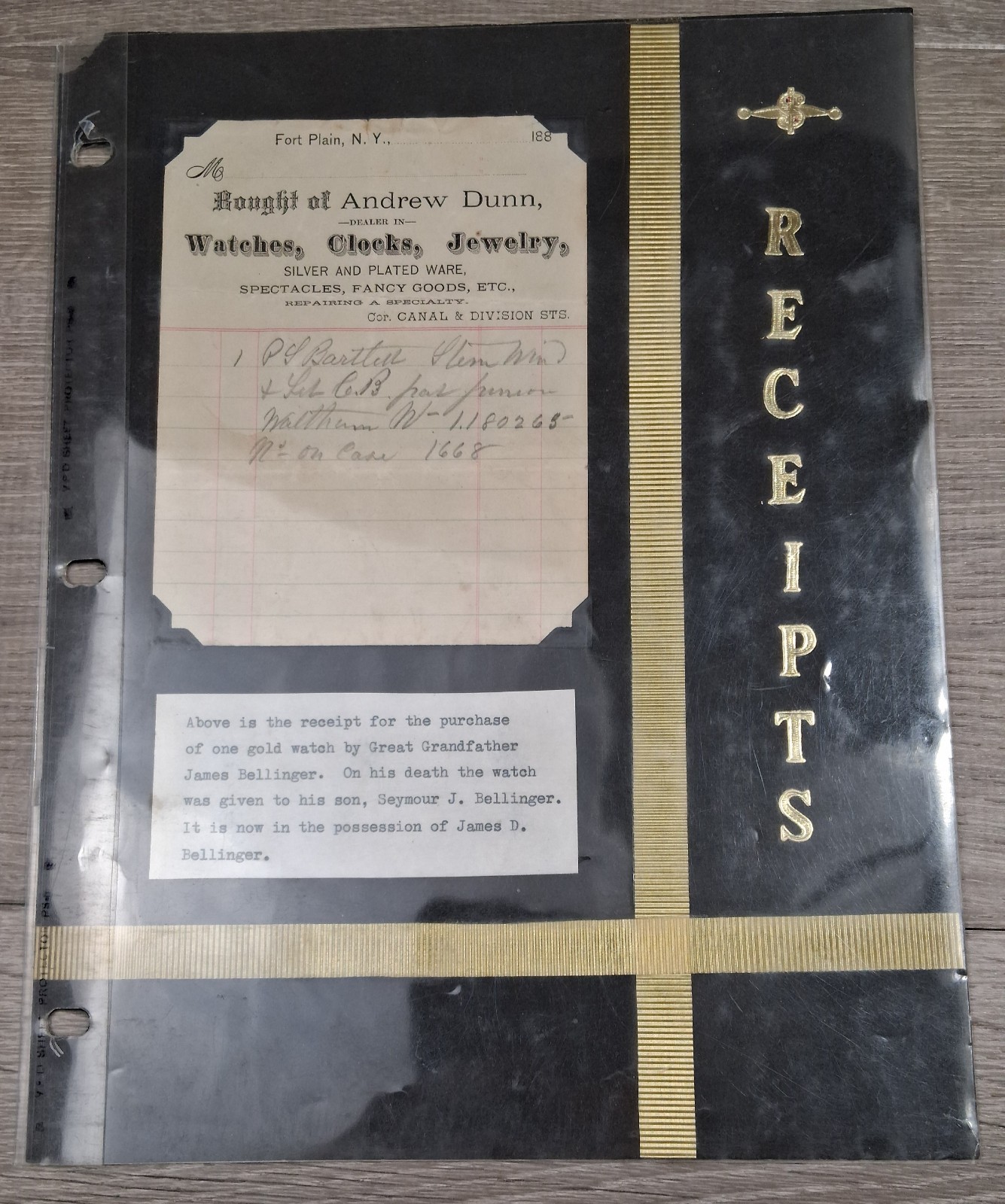 Historic Receipt Victorian 1858 1880s Fort Plain NY Andrew Dunn Jewelry & Silver