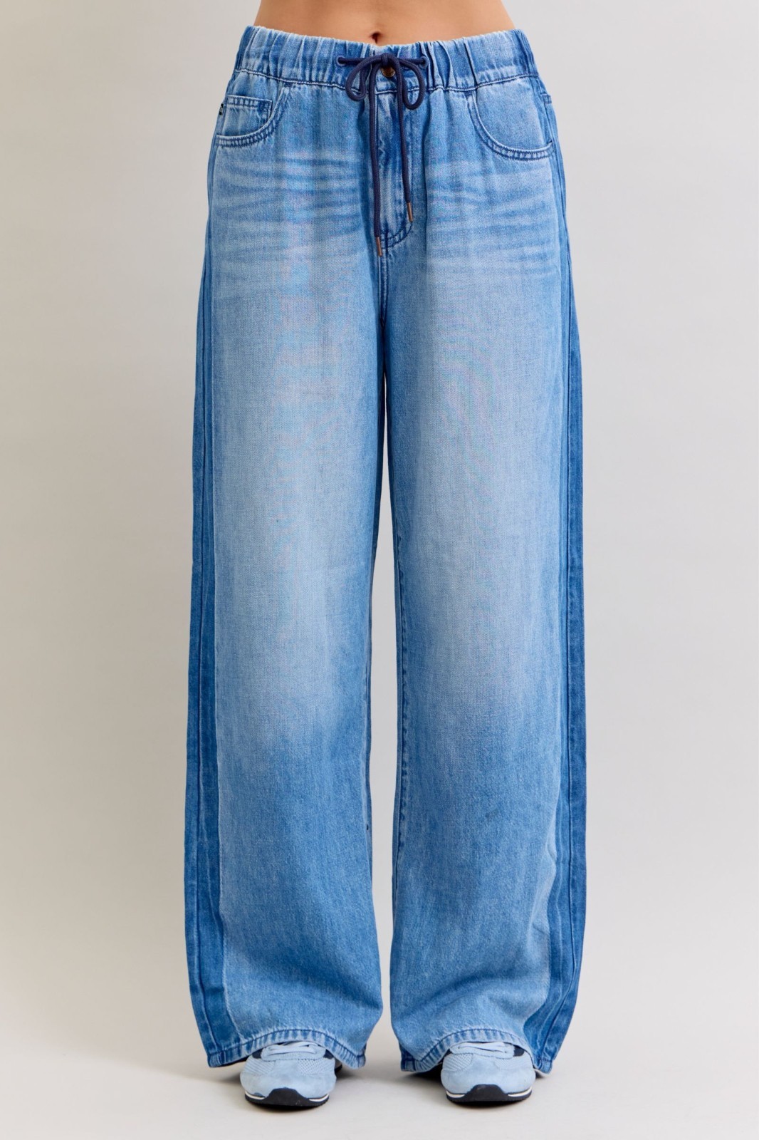 Judy Blue Wilhelmina High Waist Elastic Side Panel Wide Leg Jeans Size 7/28 Blue
