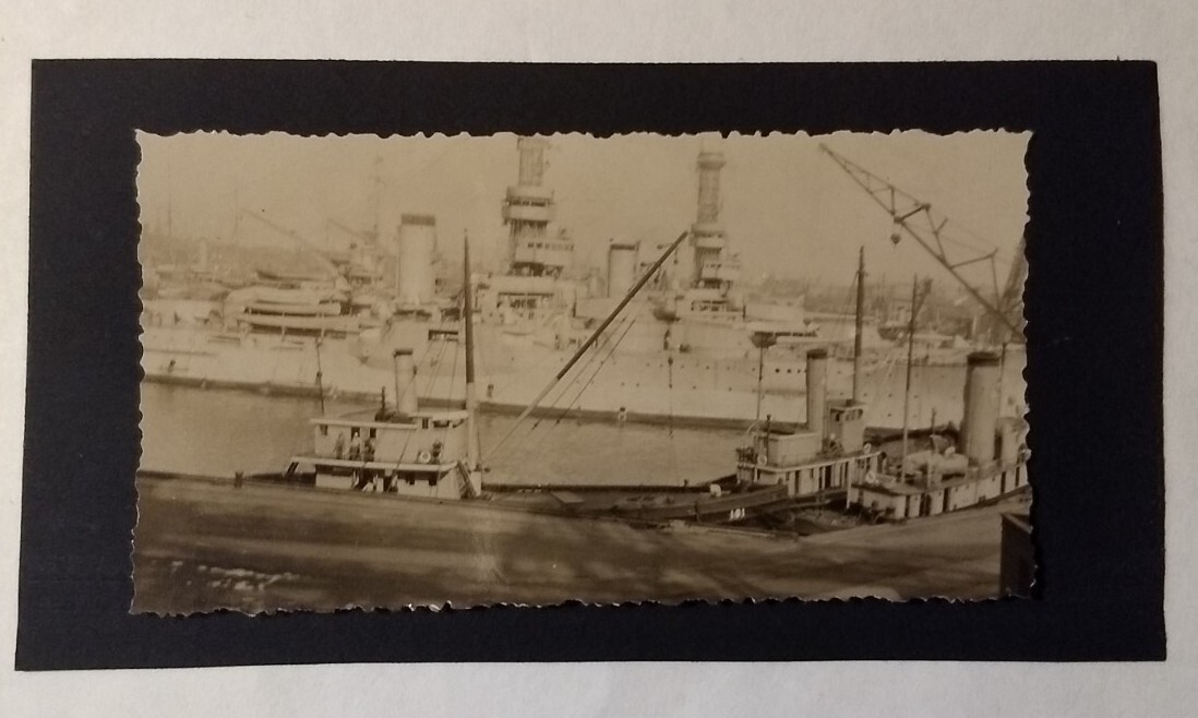 USS Navy Pre War Warships White Fleet  Original Photo Port Vintage Ship Tugboat 