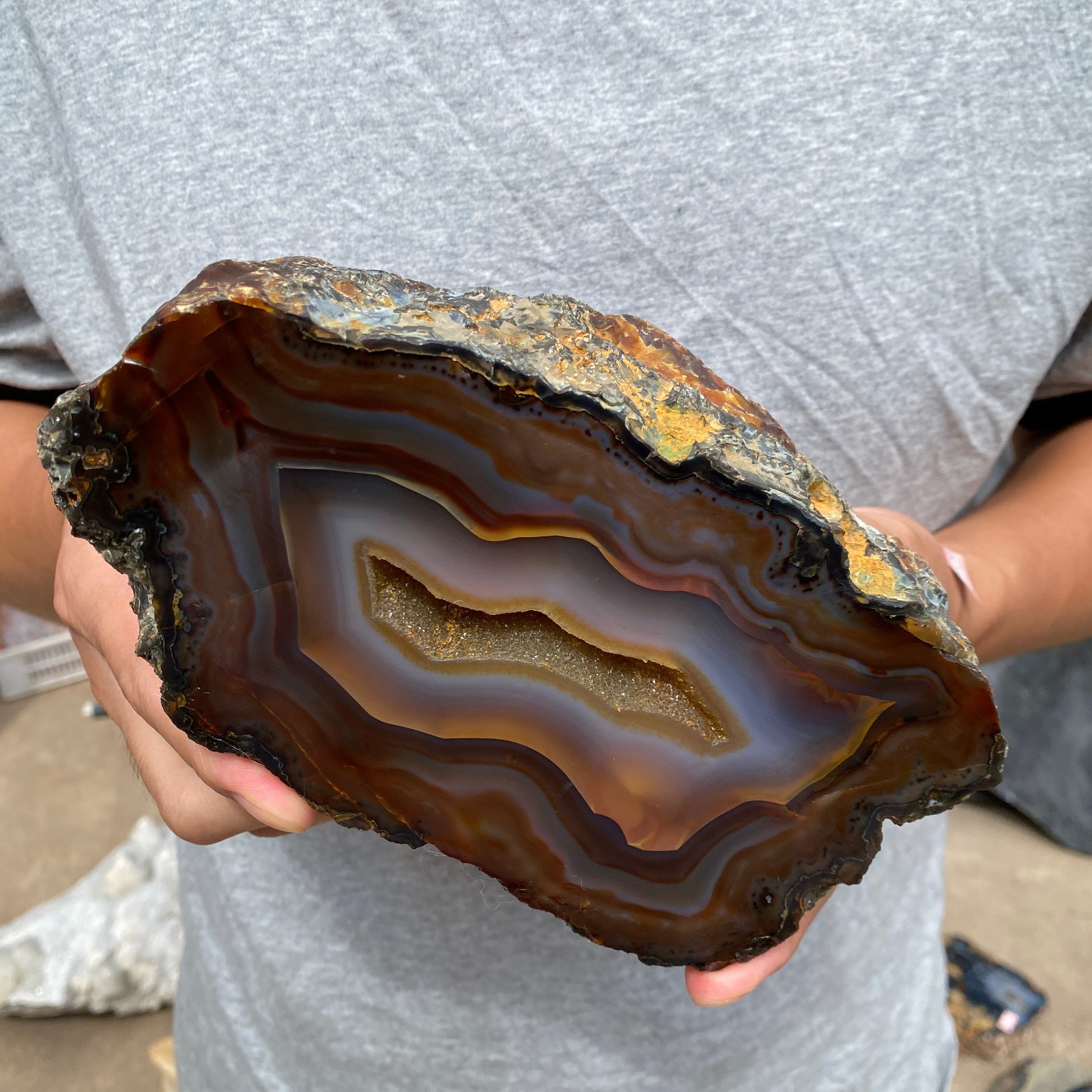 3300G Natural Banded Agate geode Quartz Crystal Rough mineral specimens Healing