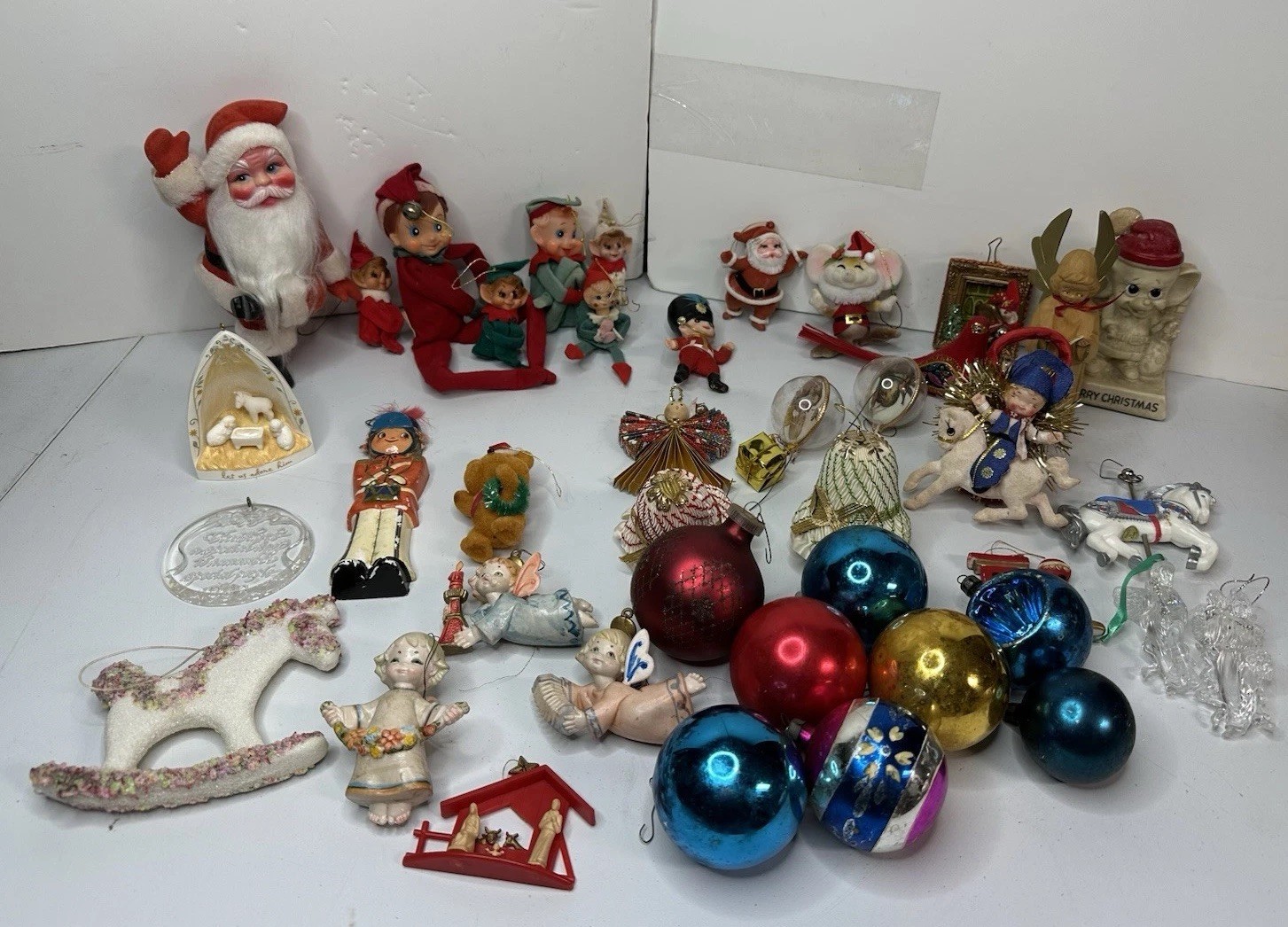 Vintage Christmas Decoration Ornament Lot Bent Knee Pixies MCM Era