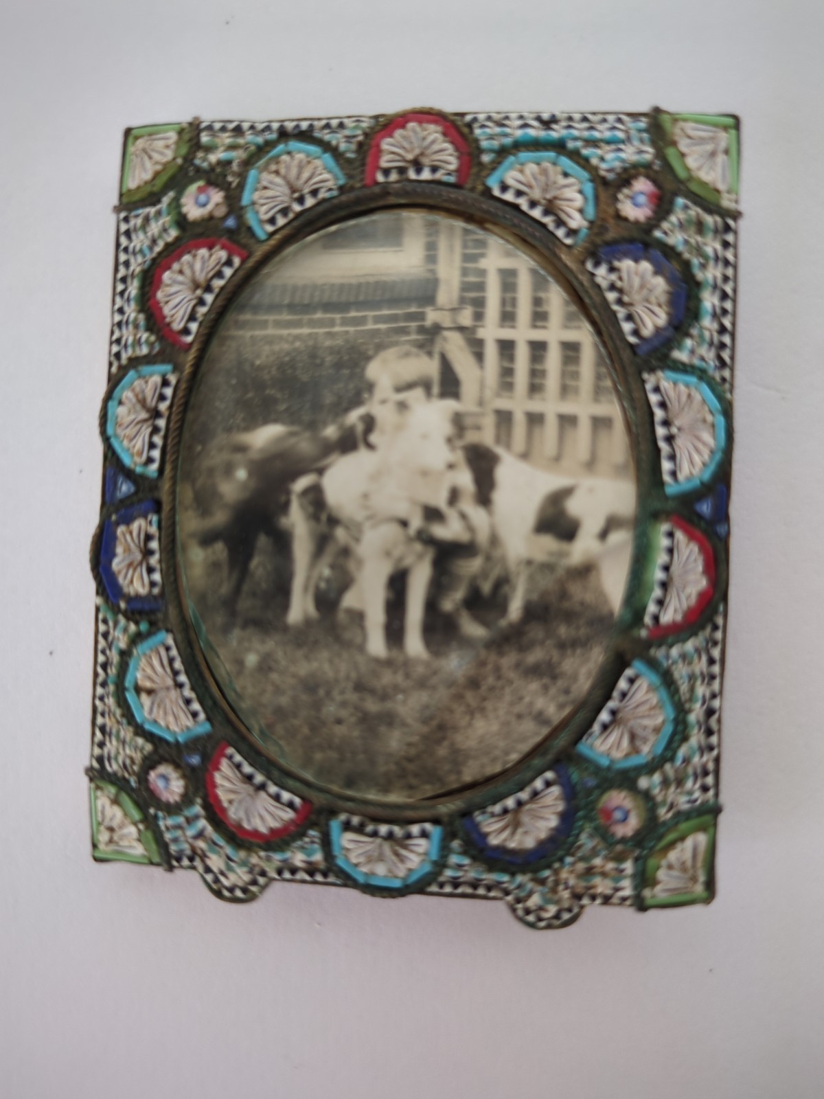 Antique Italian micro-mosaic and millefiori Floral picture frame