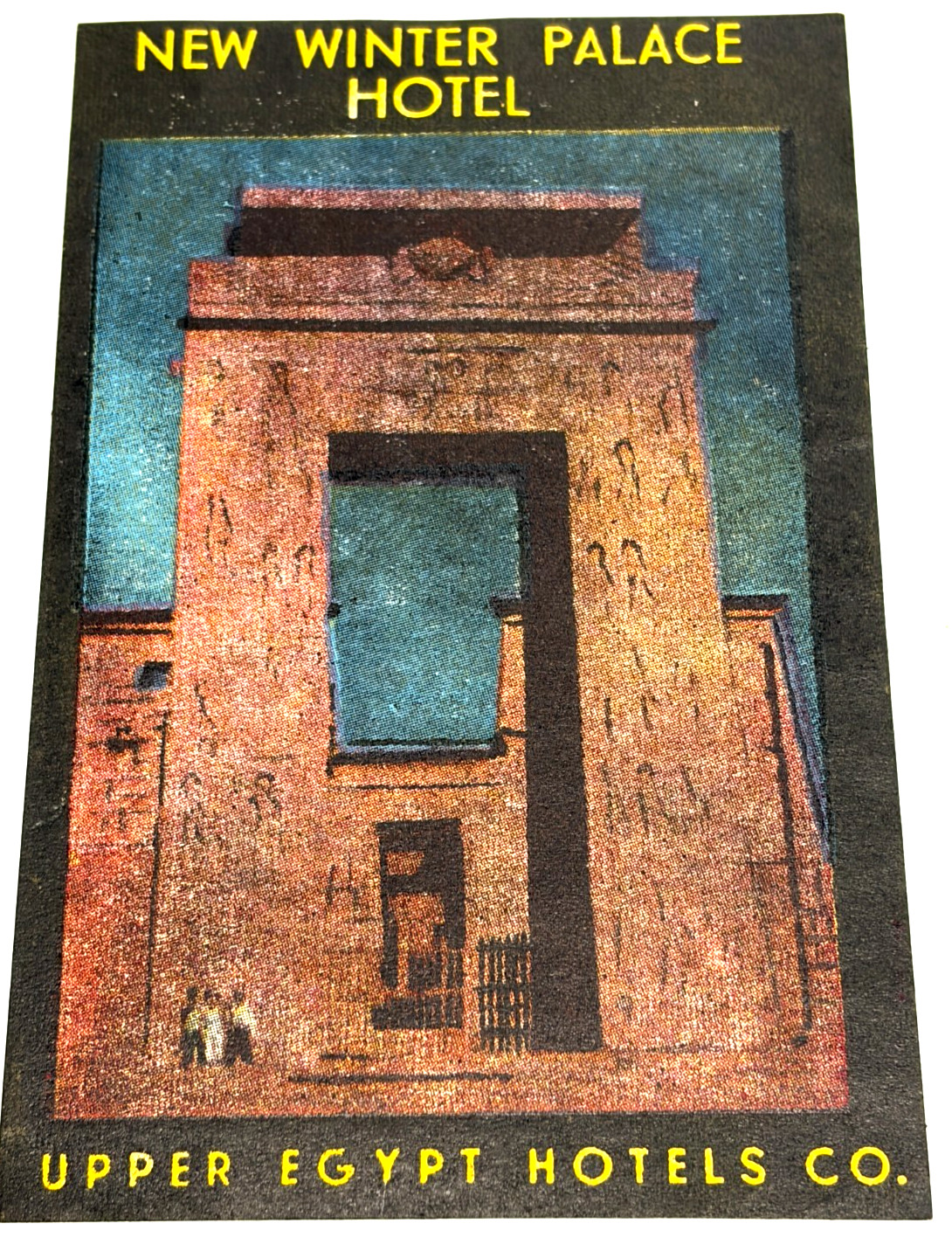 c1960s Upper Egypt Hotels Co Winter Palace Hotel Ptolemaic Gate Luggage label