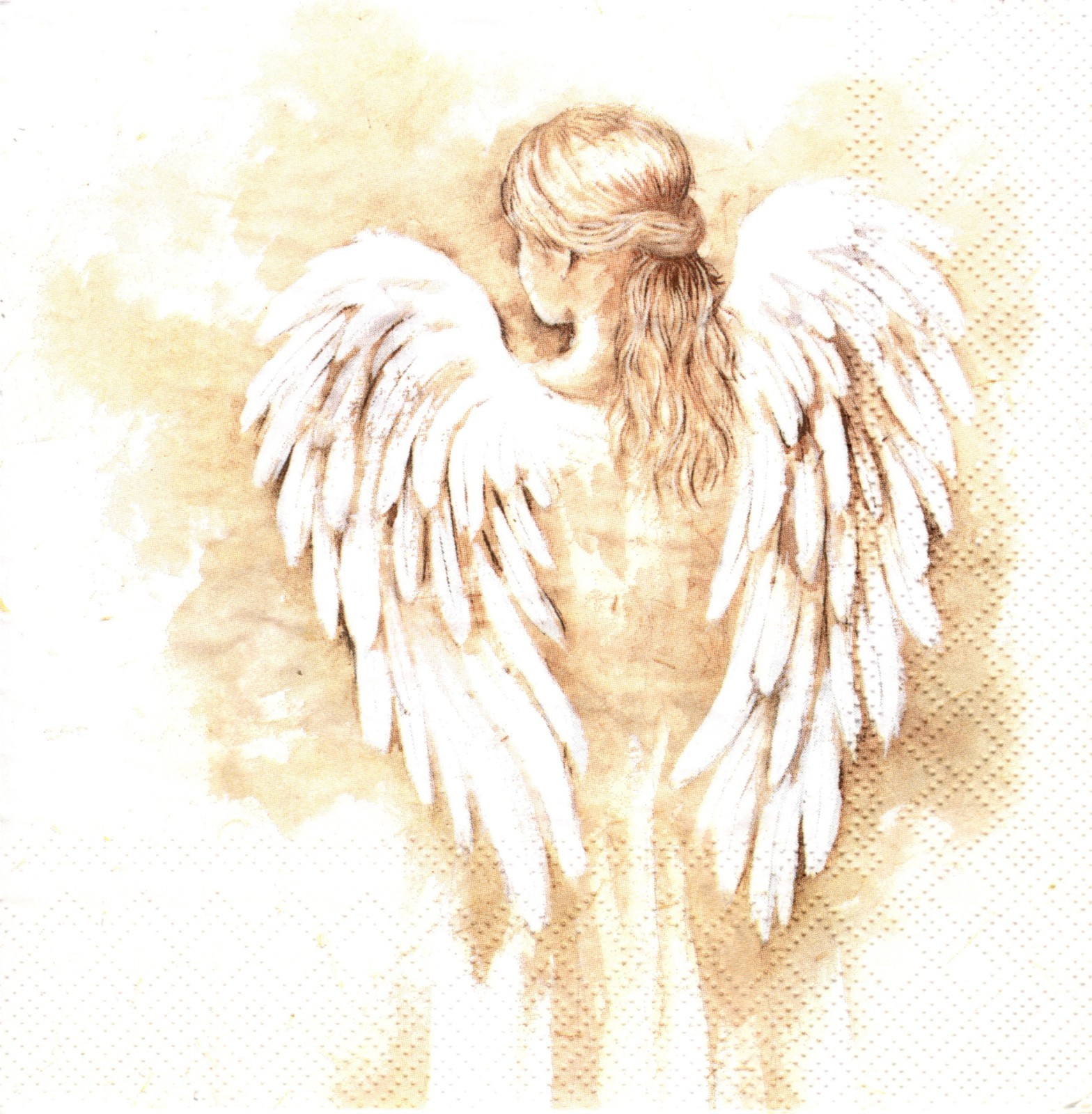 (2) Two Paper Lunch Napkins for Decoupage/Mixed Media - Romantic Angel girl