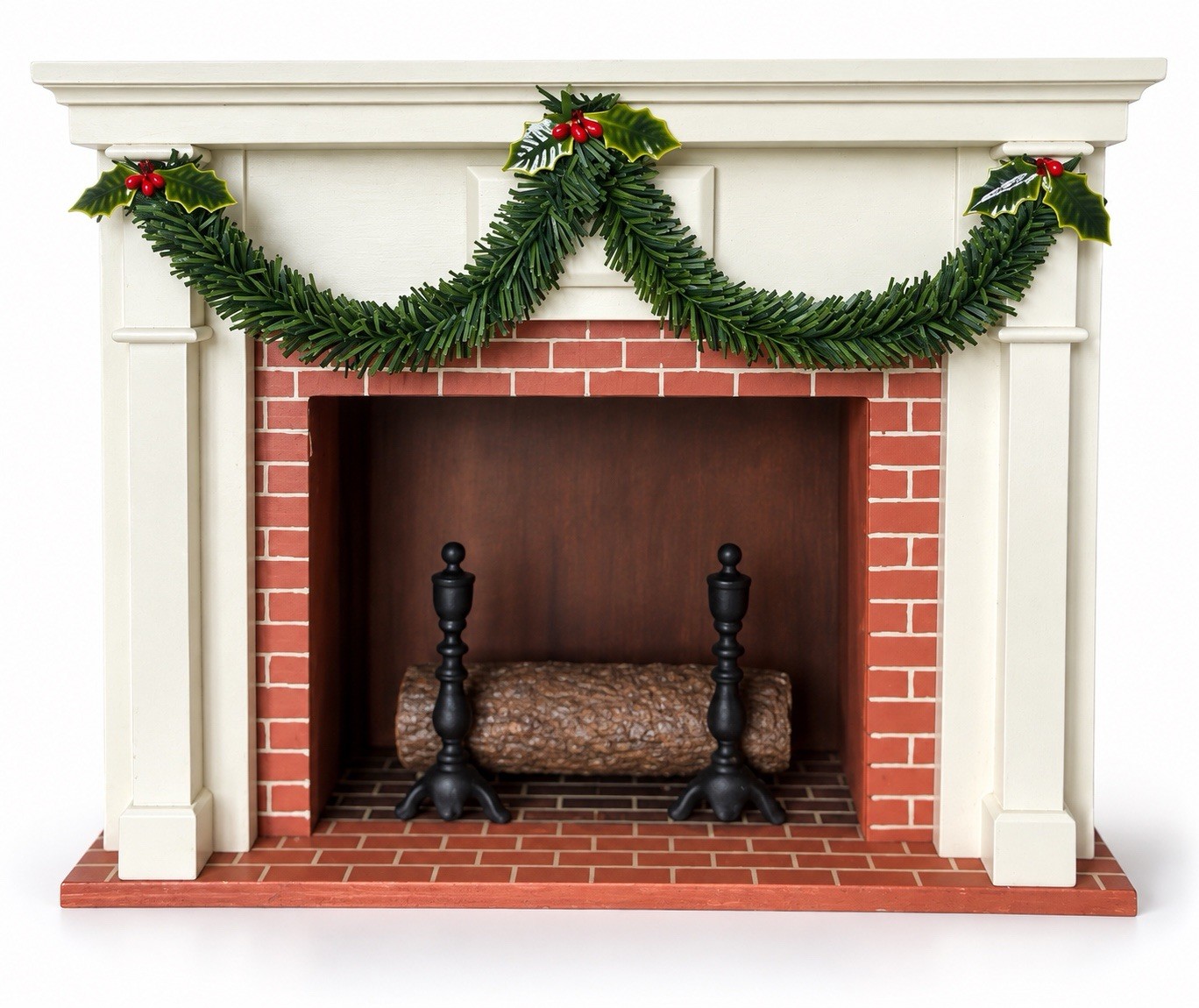 Vintage 2000 Byers’ Choice Carolers Fireplace With Holiday Garland & Log 629A