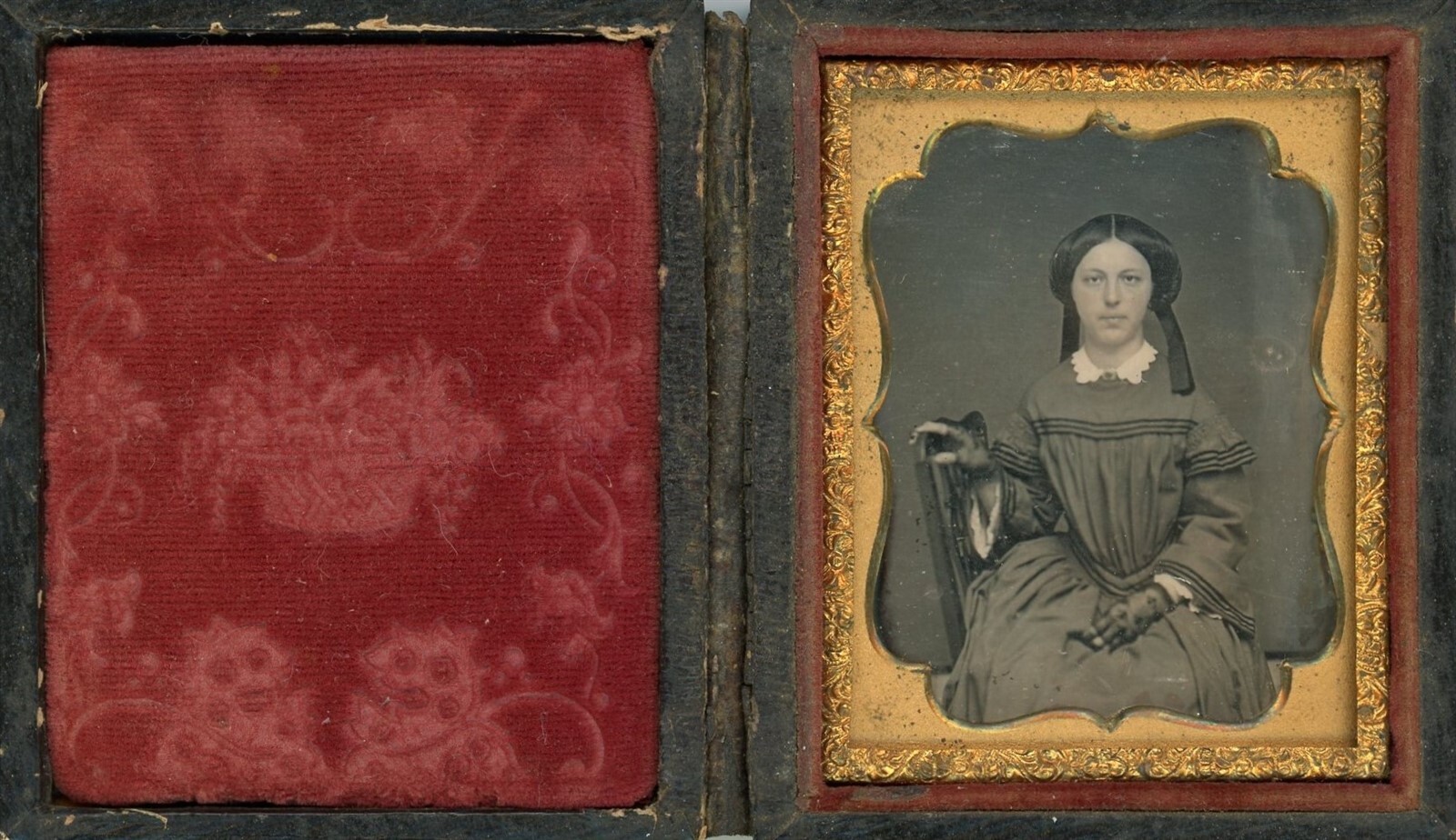 Pretty Young Woman Sitting Sideways Chair (1/9 Plate Daguerreotype - Full Case)