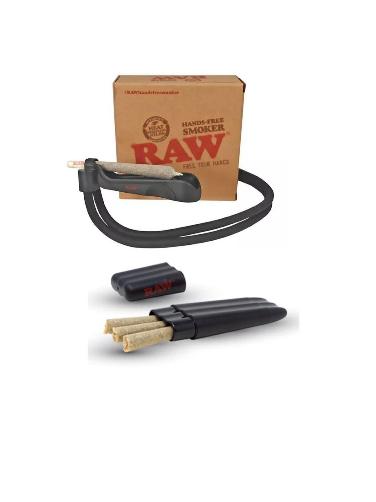 RAW Hands Free Smoker Device + raw three tree cone case