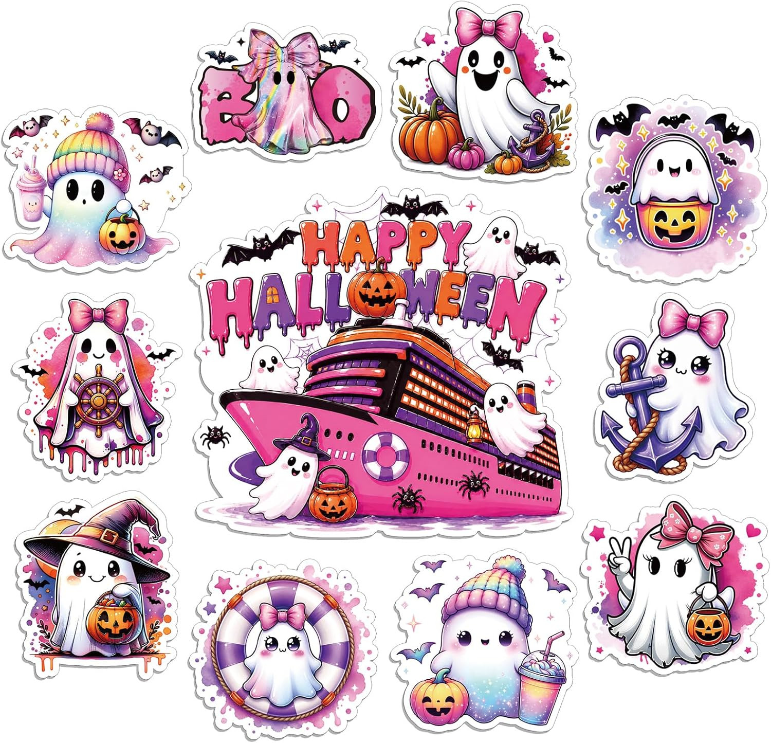 Happy Halloween Cruise Door Magnets - 11 Pcs Pink Ghost Pumpkin Cruise Door Dec Happy Halloween Cruise Door Magnets - 11 Pcs Pink Ghost Pumpkin Cruise Door Dec