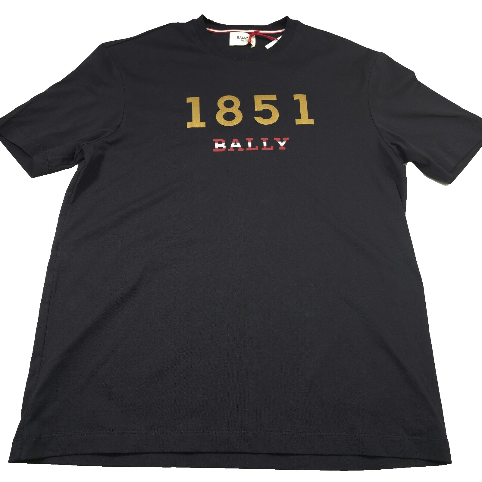 $200 Bally 1851 Logo Black Short Sleeve Tee T-Shirt Mens Size Large