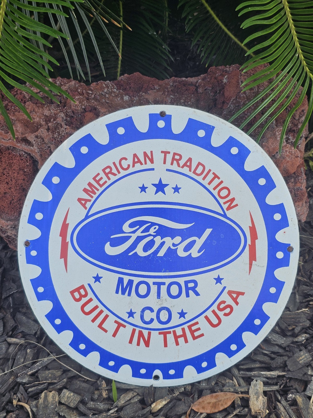 VINTAGE FORD MOTOR CO. BUILT IN THE U.S.A. PORCELAIN DEALERSHIP SIGN 12