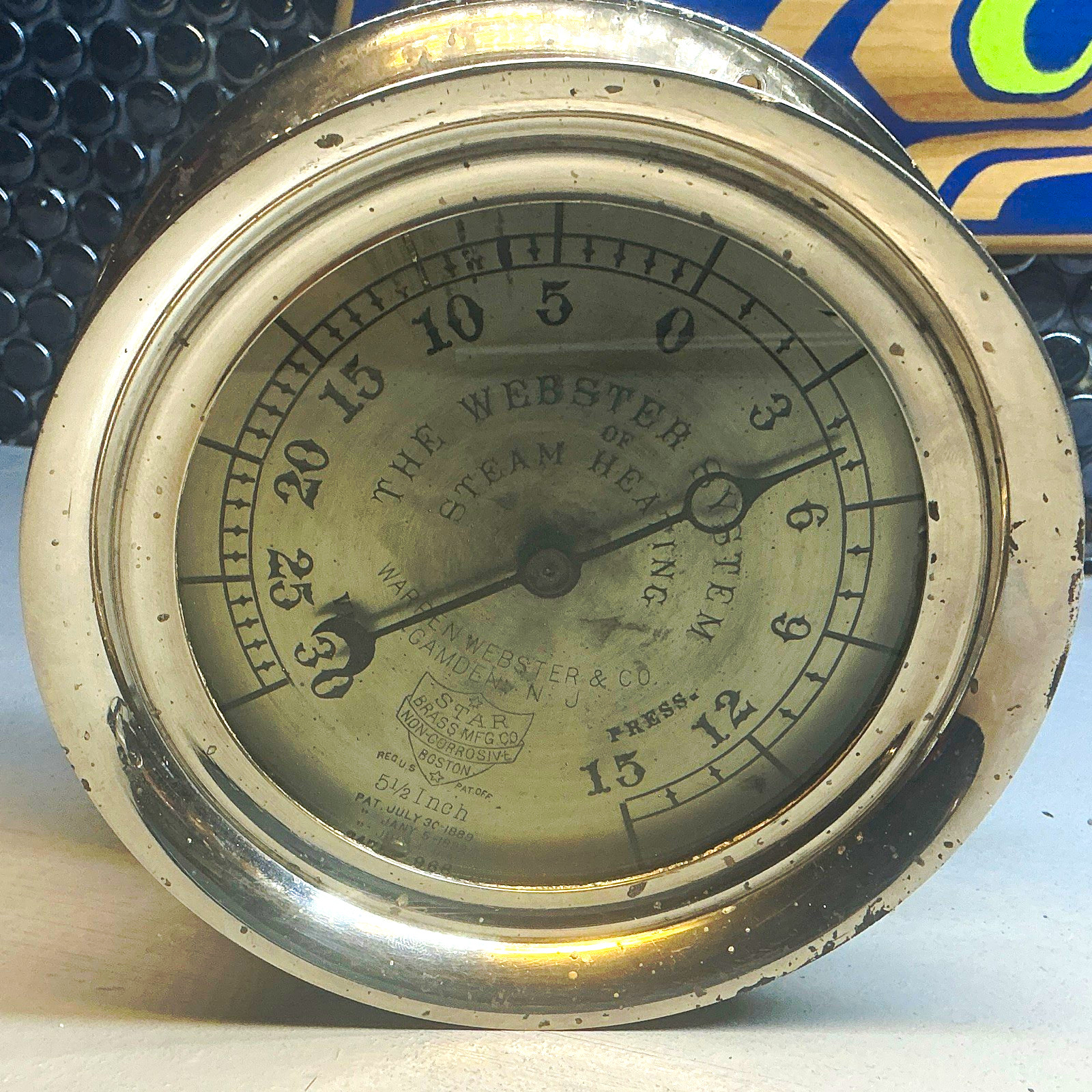 Antique Webster Steam Gauge over 125 years old 1901. Unrestored w/natural patina