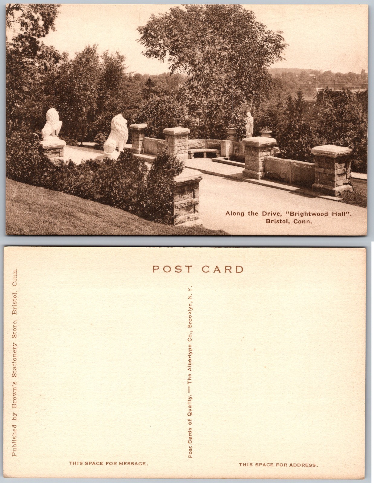 Brightwood Hall Drive Bristol Conn Postcard