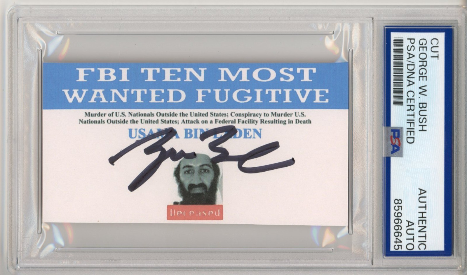 President George W Bush SIGNED Osama Bin Laden FBI Most Wanted PSA DNA COA AUTO
