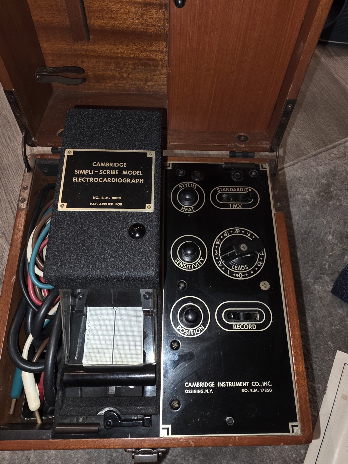 Vintage Cambridge Simpli-Scribe Electrocardiograph ECG EKG Tuxedo Hospital